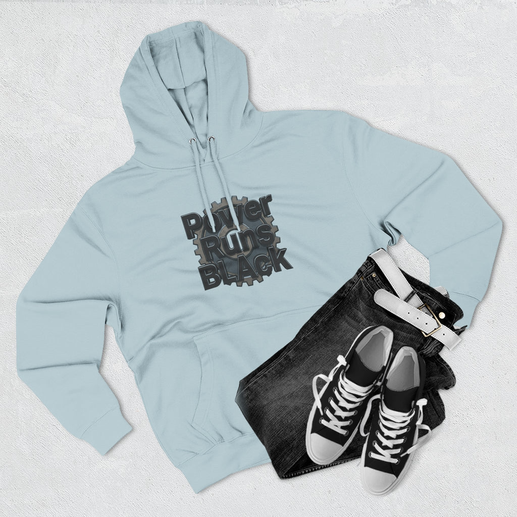 PRB Built of Power Graphic Hoodie — ‘Power Runs Black’ Industrial Mech Design by Power Runs Black