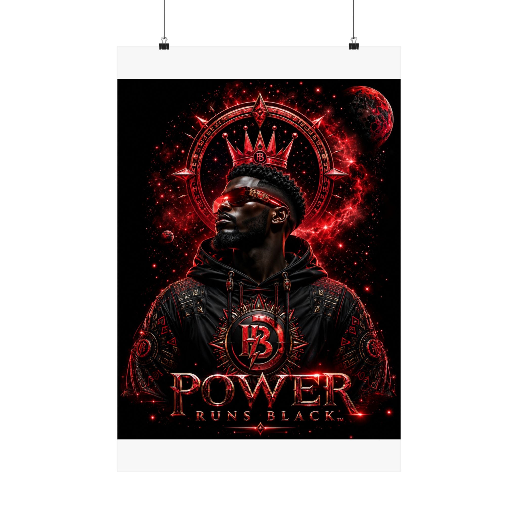 Power Runs Black Matte Poster — Afrocentric King Portrait (Vertical) by Power Runs Black