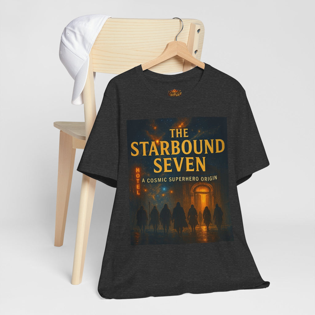 Power Runs Black PRB The Starbound Seven Tee – Retro Cosmic Superhero Poster Shirt by Power Runs Black
