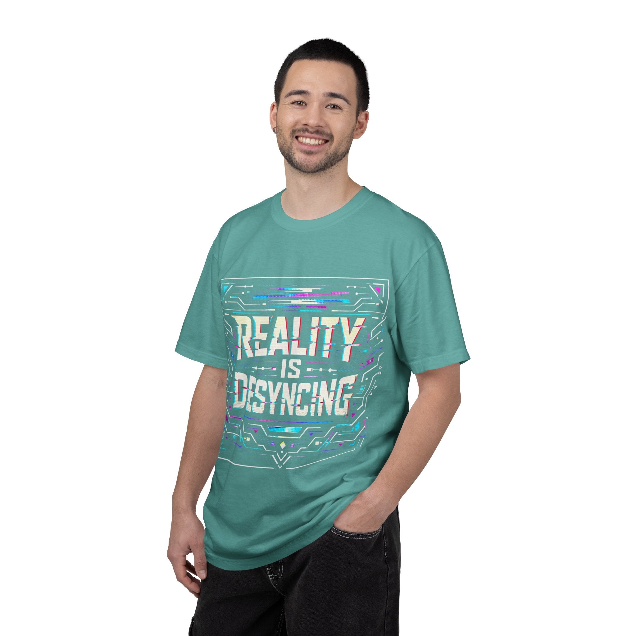 Power Runs Black PRB Glitchy Pastel "Reality Is Desyncing" T-Shirt by Printify