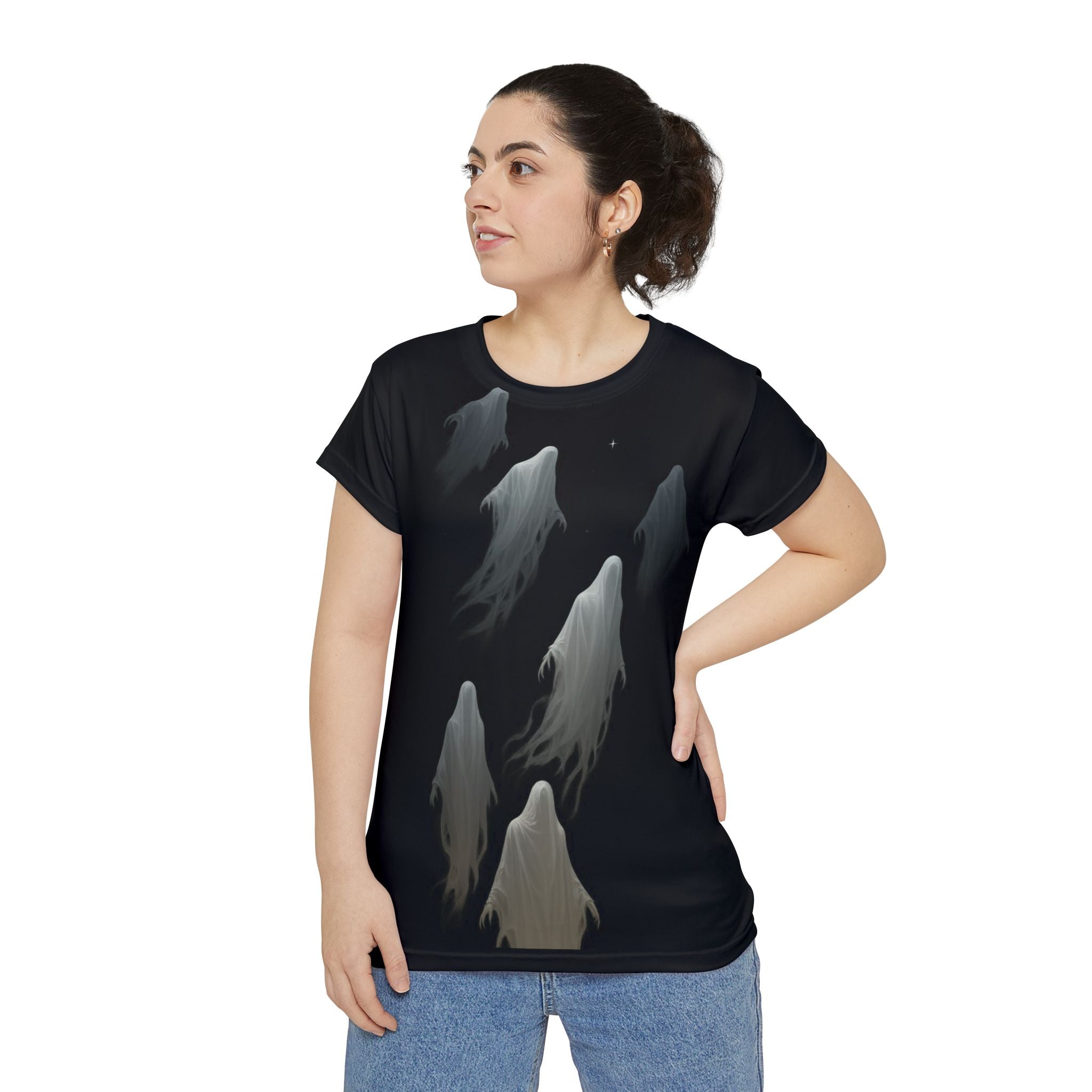 PRB Floating Ghosts Short Sleeve Shirt | Spooky Halloween Tee by Printify