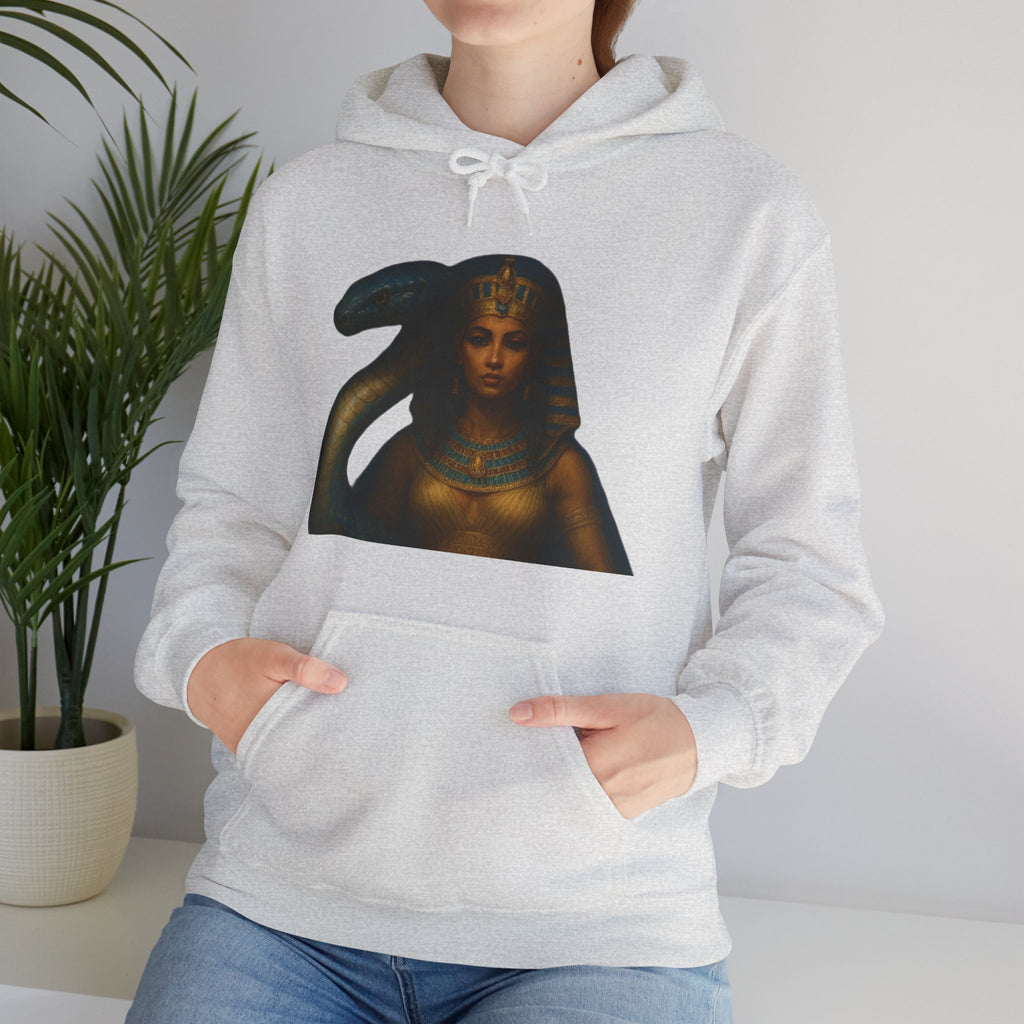 PRB Egyptian Goddess Portrait Hoodie | Serpent Headdress, Ancient Queen Art by Power Runs Black