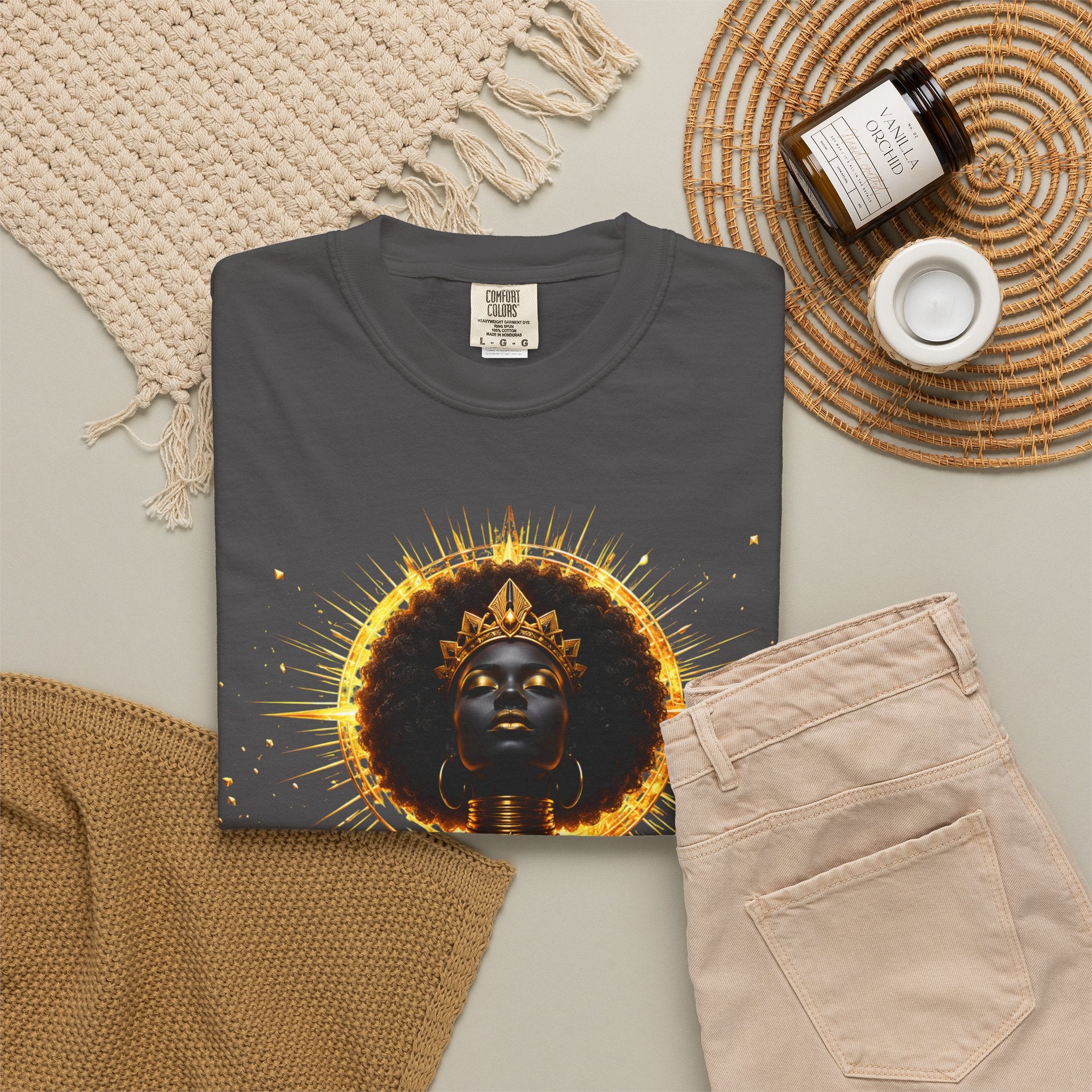 Power Runs Black goddess illustration T-Shirt | Afrocentric black pride design by Power Runs Black