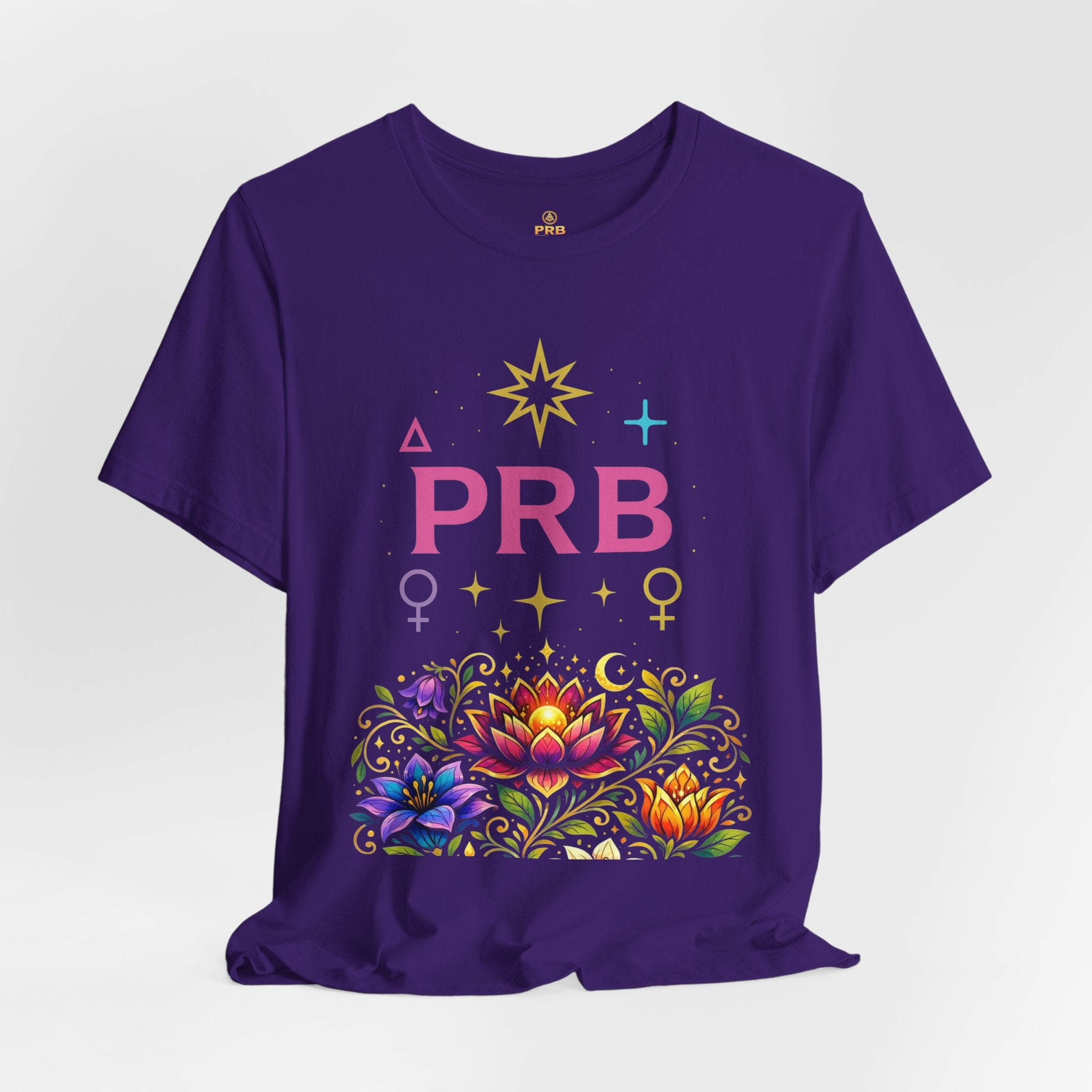 Pretty Rich Bitch The Collection by PRB Floral Lotus T‑Shirt — Colorful Spiritual Symbol Tee by Power Runs Black