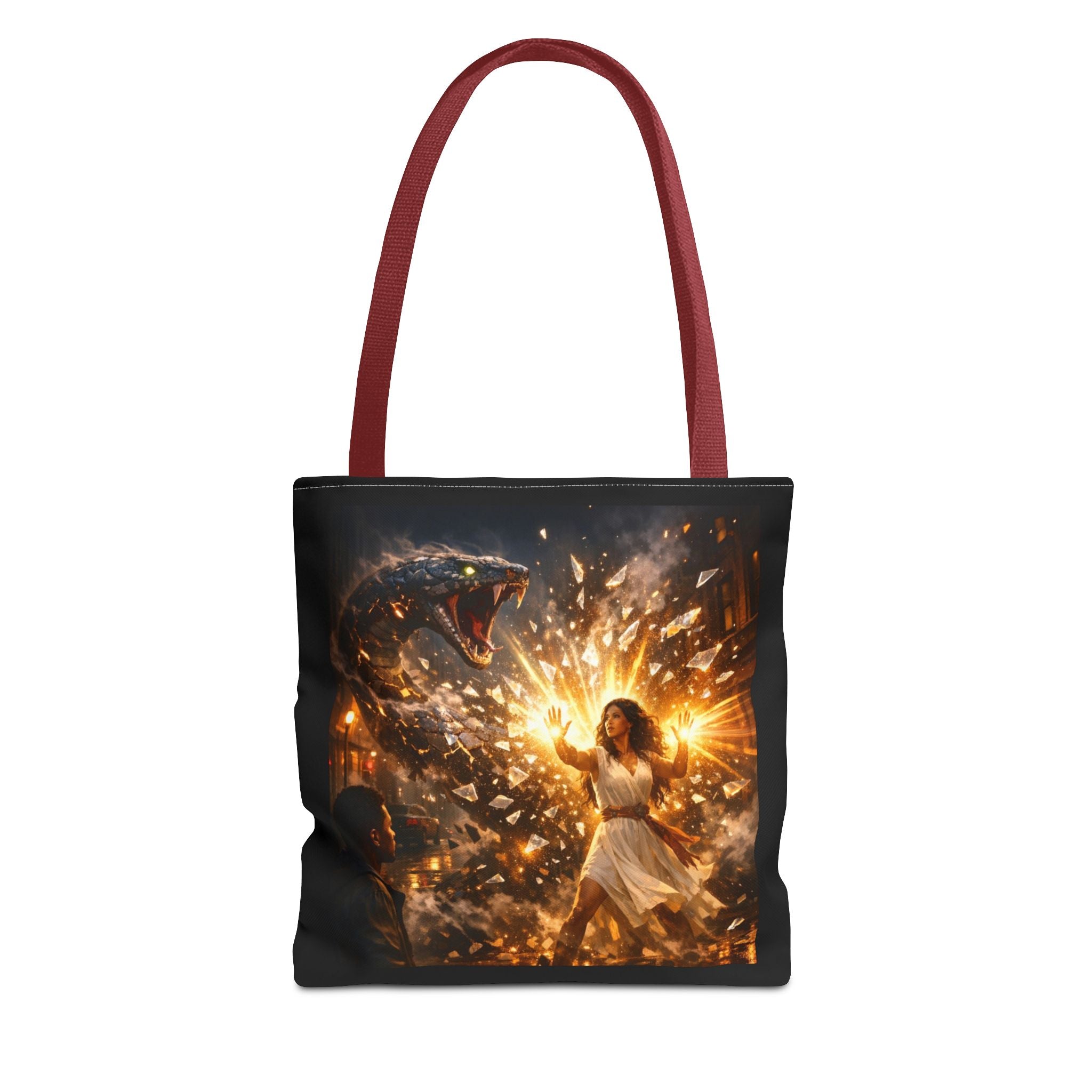 PRB Raging Serpent Burst tote bag | Fantasy serpent explosion art by Printify