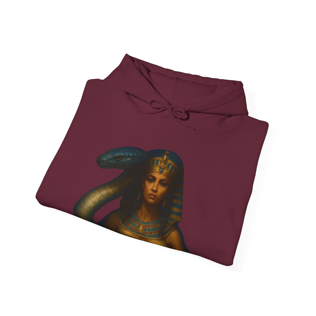 PRB Egyptian Goddess Portrait Hoodie | Serpent Headdress, Ancient Queen Art by Printify