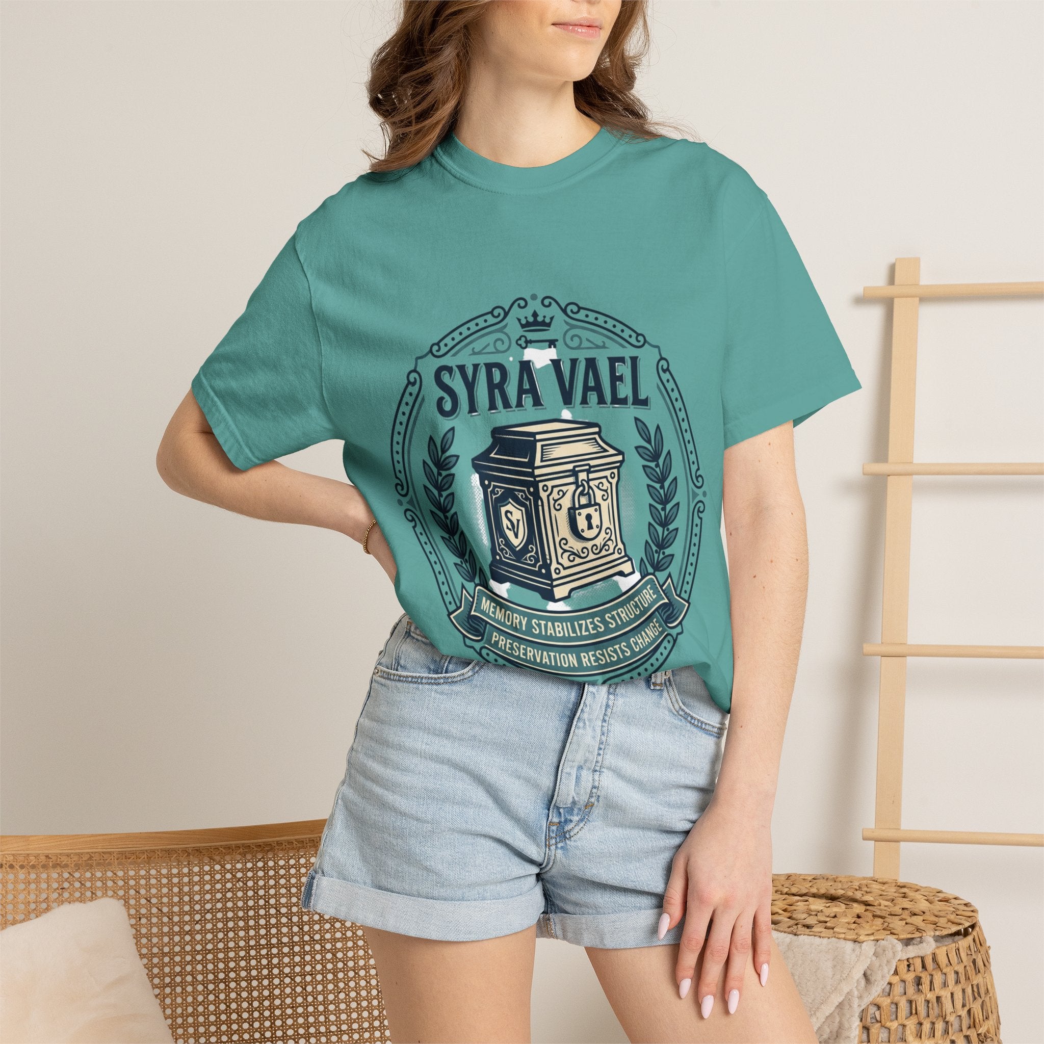 Power Runs Black PRB — Syra Vael Vintage Crest Tee by Power Runs Black