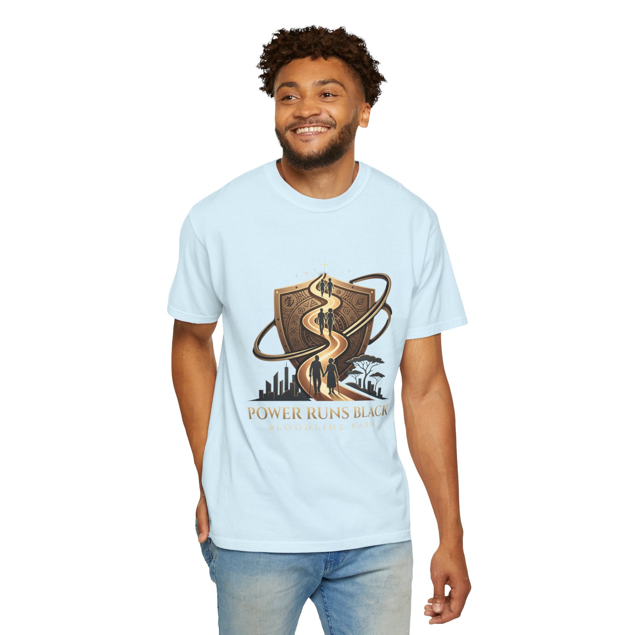 PRB Shield City Skyline Graphic T-Shirt | Serpent Emblem Streetwear Tee by Printify