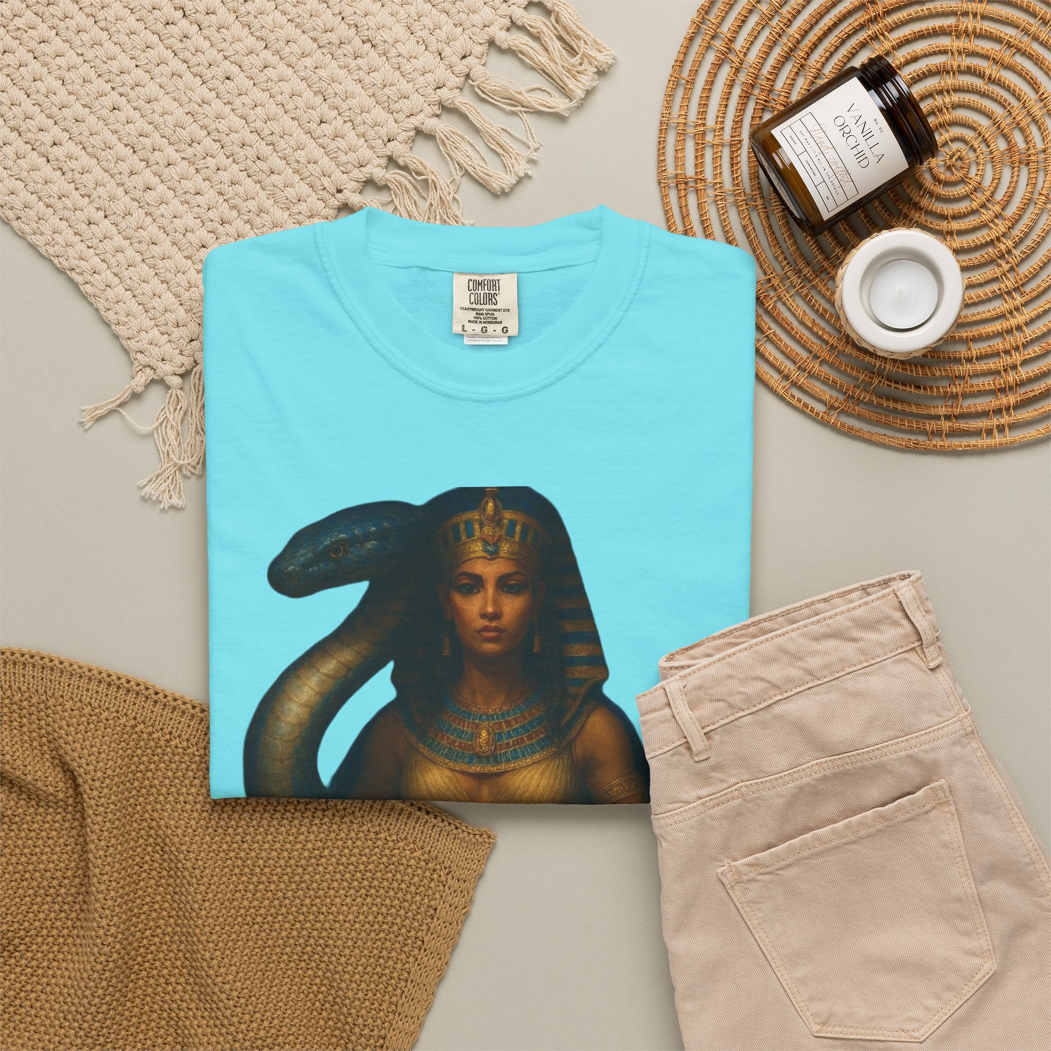 PRB Egyptian Goddess with Snake T-Shirt | Pharaoh Serpent Art Tee by Power Runs Black