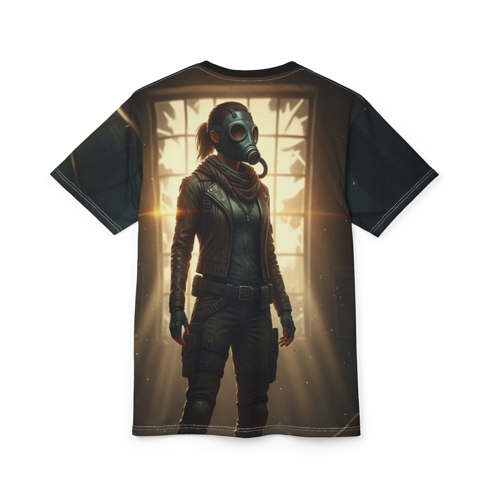 PRB Post-Apocalyptic Gas Mask Tee — Survivor Scenescape All-Over Print by Power Runs Black