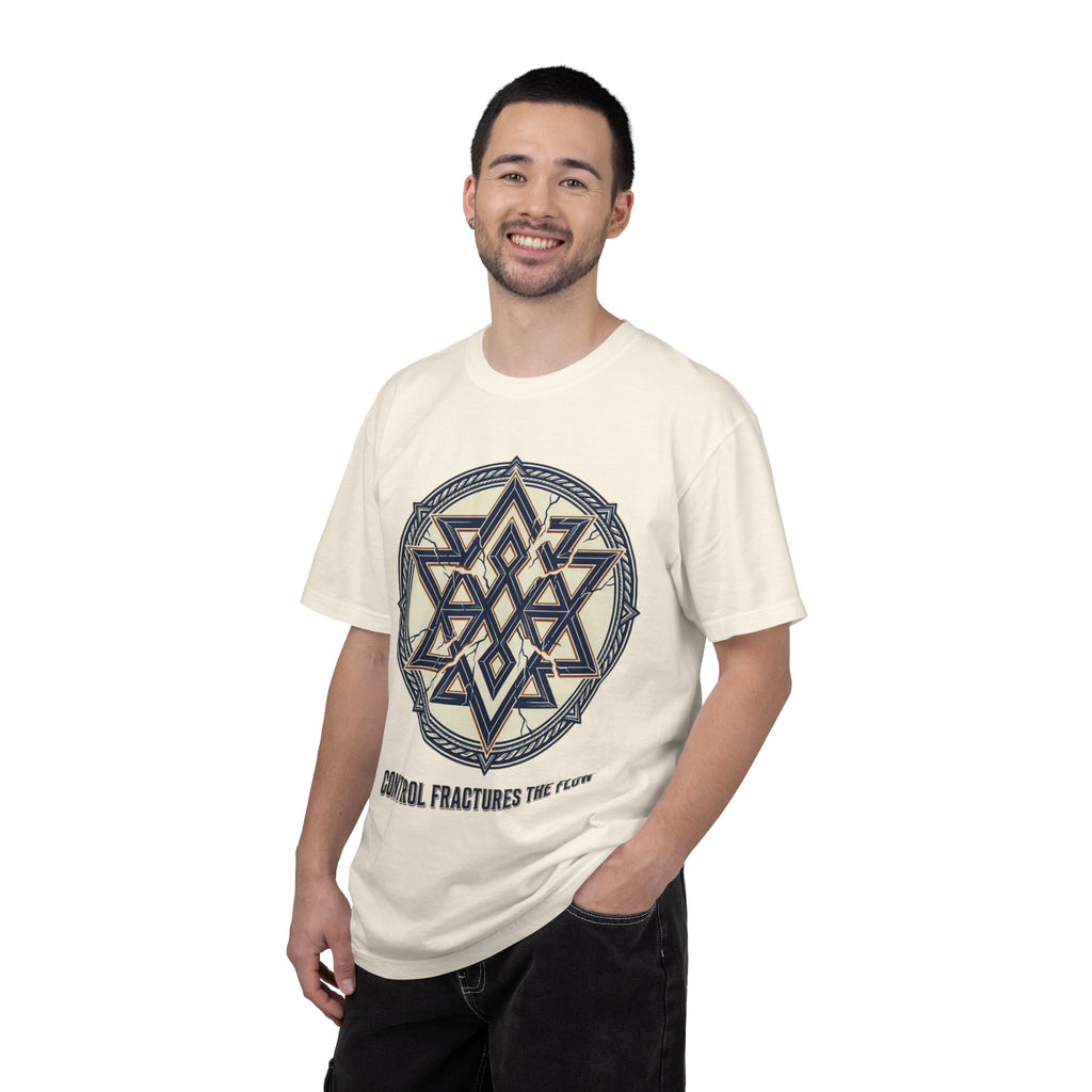 Power Runs Black PRB Geometric Star Mandala T-Shirt — "Control Fractures the Flow" Graphic Tee by Power Runs Black