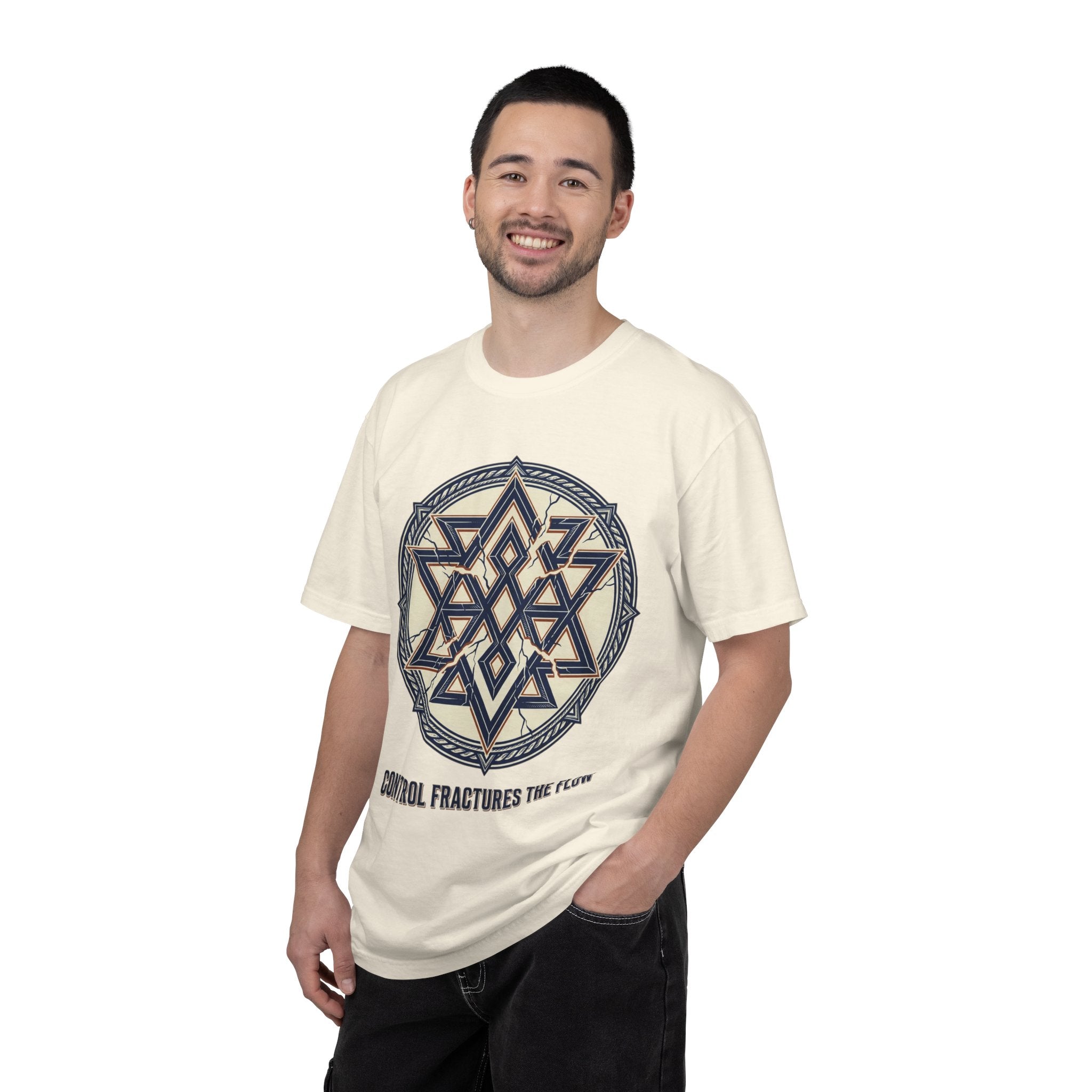 Power Runs Black PRB Geometric Star Mandala T-Shirt — "Control Fractures the Flow" Graphic Tee by Power Runs Black