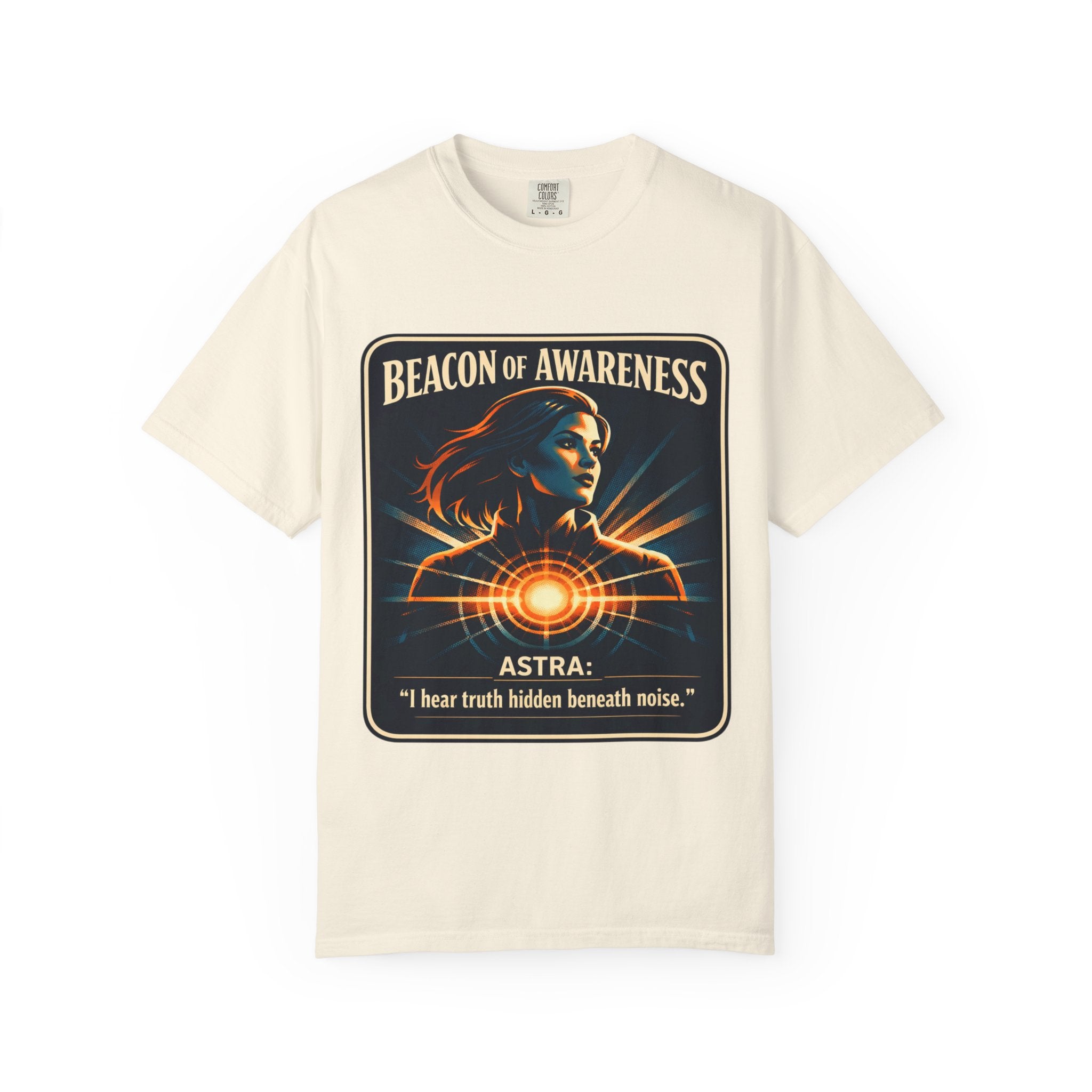 Power Runs Black Beacon of Awareness T-Shirt — “Astra: I hear truth hidden beneath noise” Cosmic Graphic Tee by Power Runs Black
