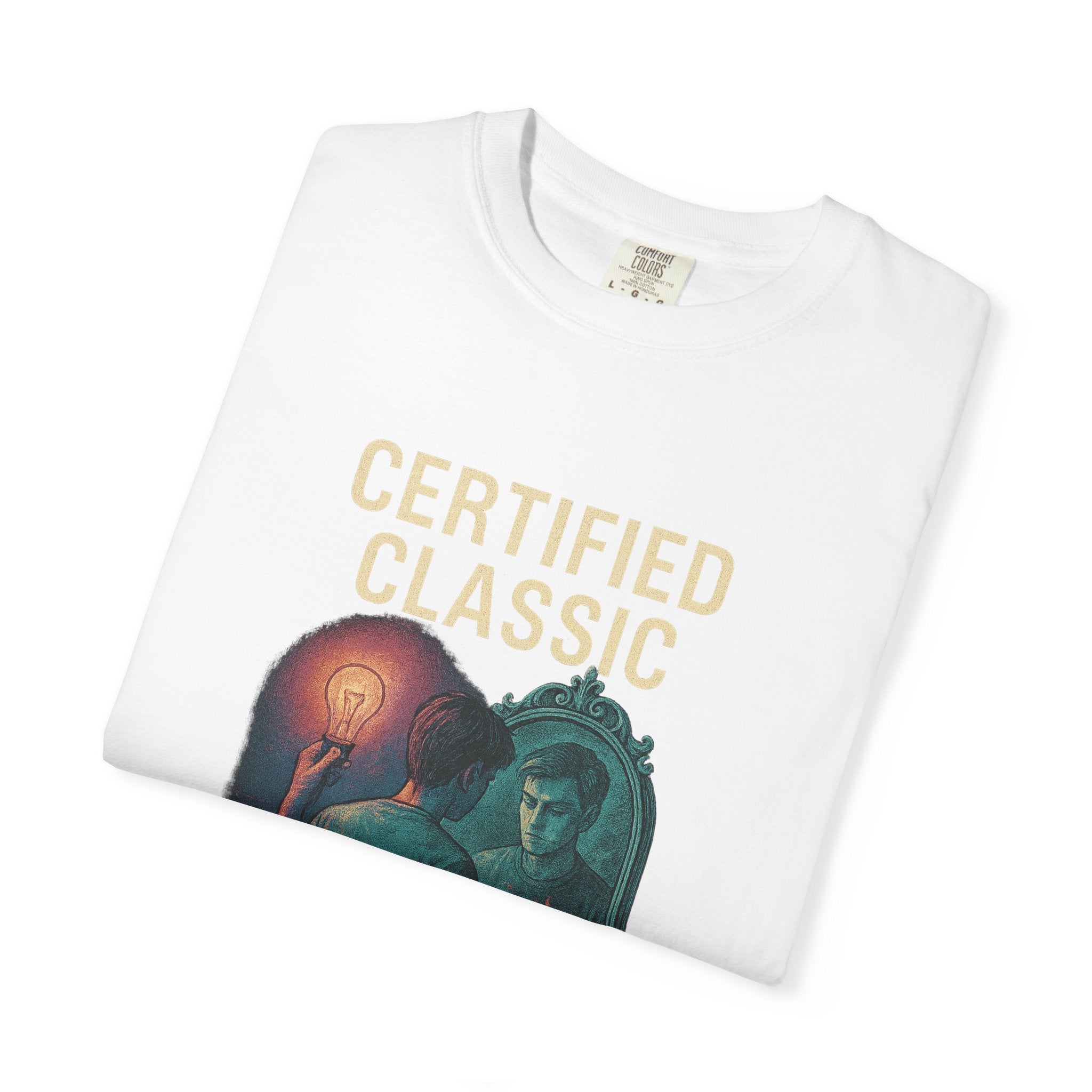 PRB Certified Classic Mirror Illustration T-shirt | Retro Mystic Artwork by Power Runs Black
