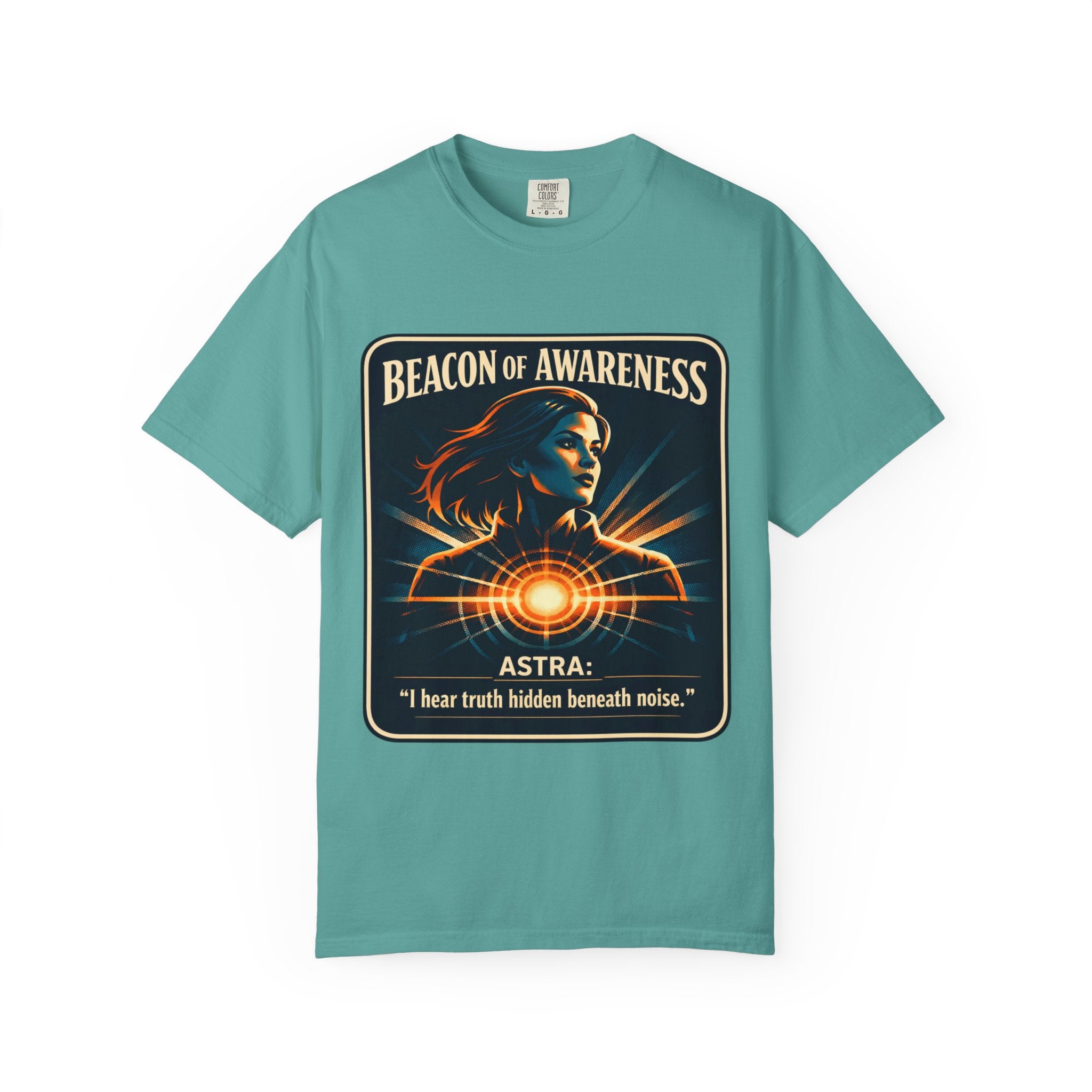 Power Runs Black Beacon of Awareness T-Shirt — “Astra: I hear truth hidden beneath noise” Cosmic Graphic Tee by Power Runs Black