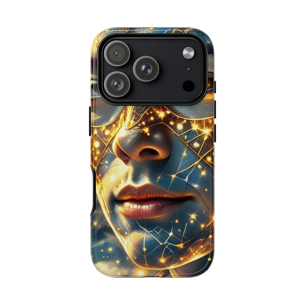 PRB Galactic Portrait Tough Case | Cosmic Face Phone Case, Starry Nebula Design by Power Runs Black