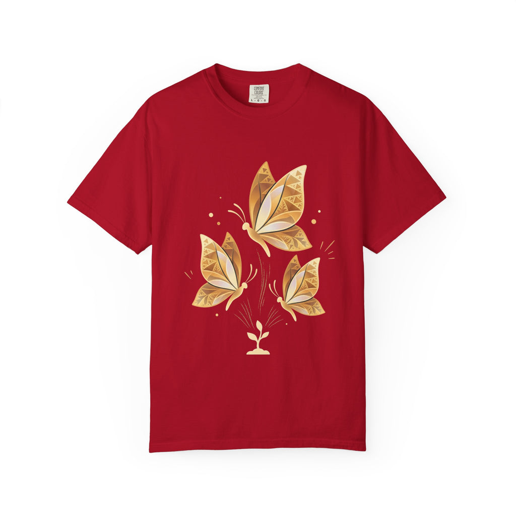 Autumn Leaf Trio T-Shirt | Vintage Garment-Dyed Fall Graphic Tee by Printify