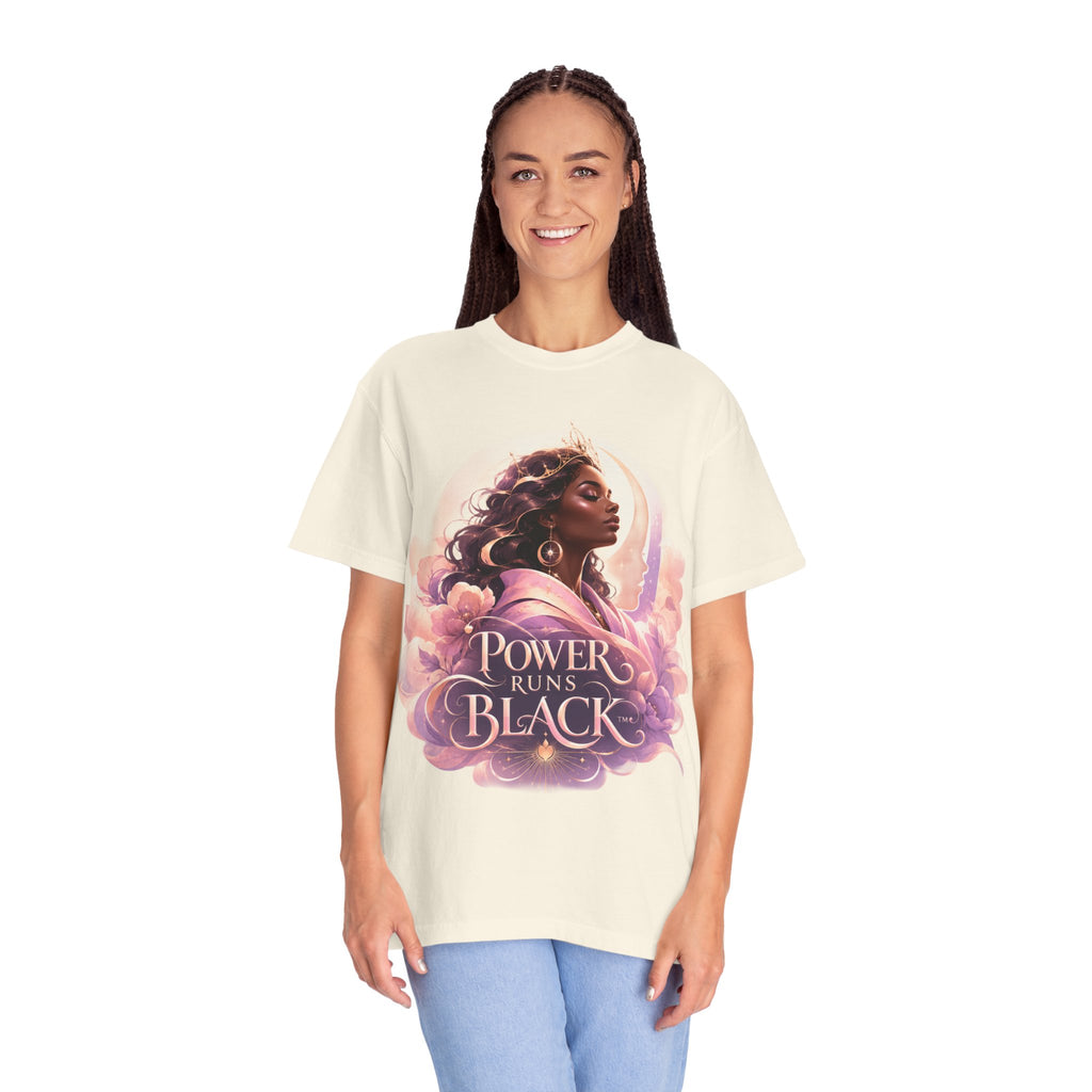 Power Runs Black graphic tee | Black woman portrait, Afro empowerment shirt by Power Runs Black