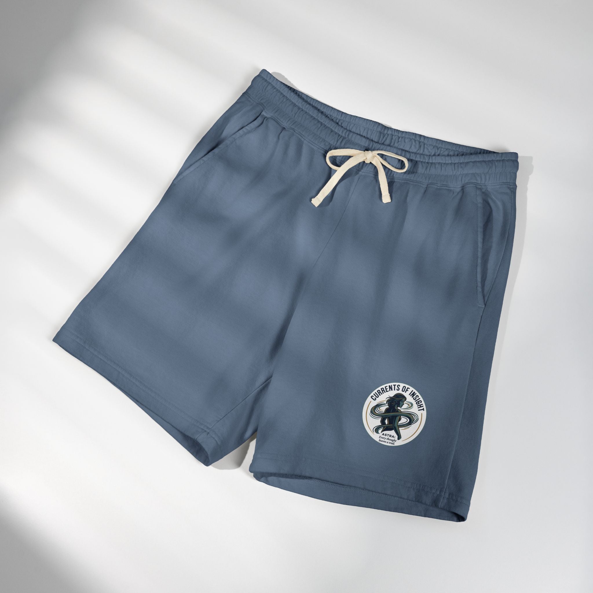 Power Runs Black Lightweight Fleece Sweat Shorts — Vintage Surf Patch by Power Runs Black