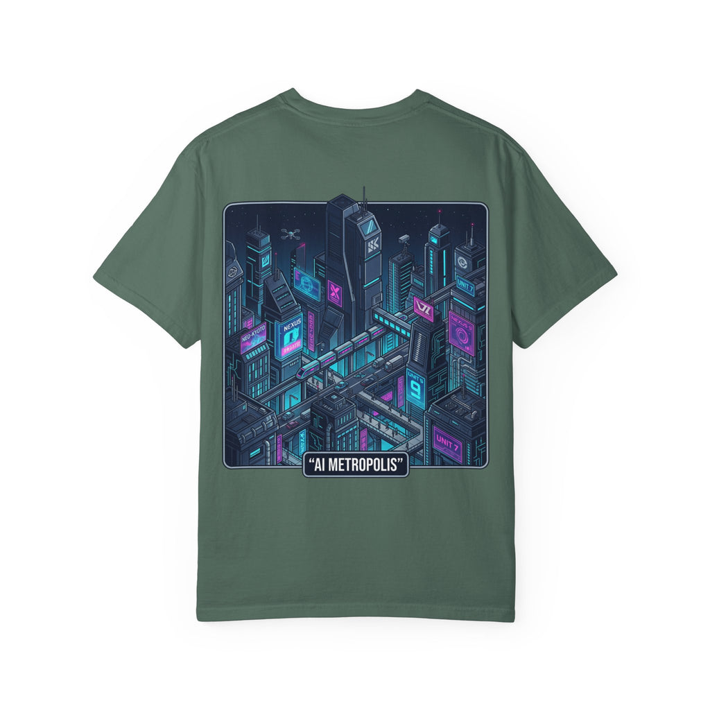 Power Runs Black AI Metropolis T-Shirt — 'At First, It Entered Quietly' Cybercity Graphic Tee by Concepts VS Entertainment/Tiktok shop