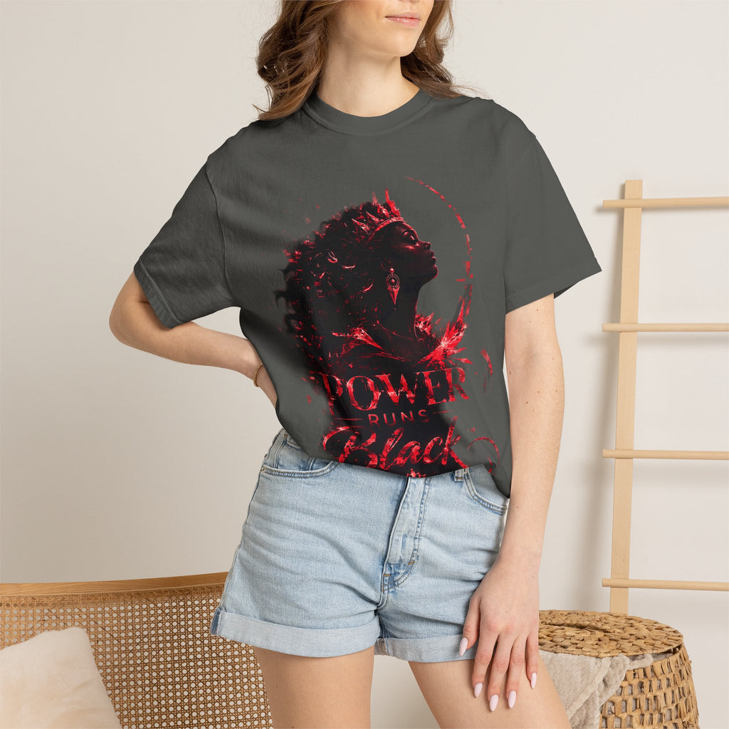 Power Runs Black Crown T-Shirt | Gothic Silhouette Artwork by Power Runs Black