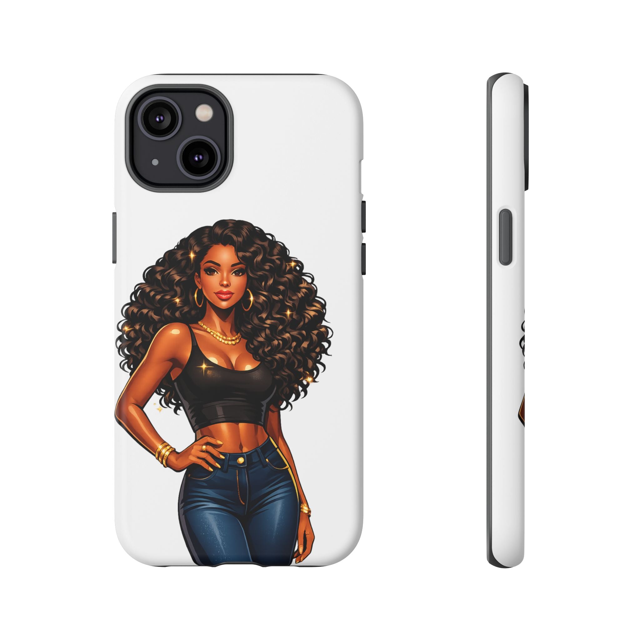 Pretty Rich Bitch by PRB Curly Hair Phone Case by Power Runs Black