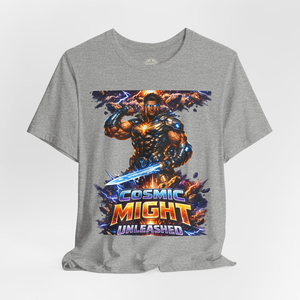 PRB Cosmic Might Unleashed Tee — Sci‑Fi Superhero Graphic T-Shirt by Printify