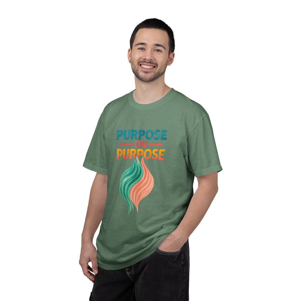 PRB Purpose On Purpose T-Shirt — Inspirational Graphic Tee with Abstract Wave Design by Power Runs Black
