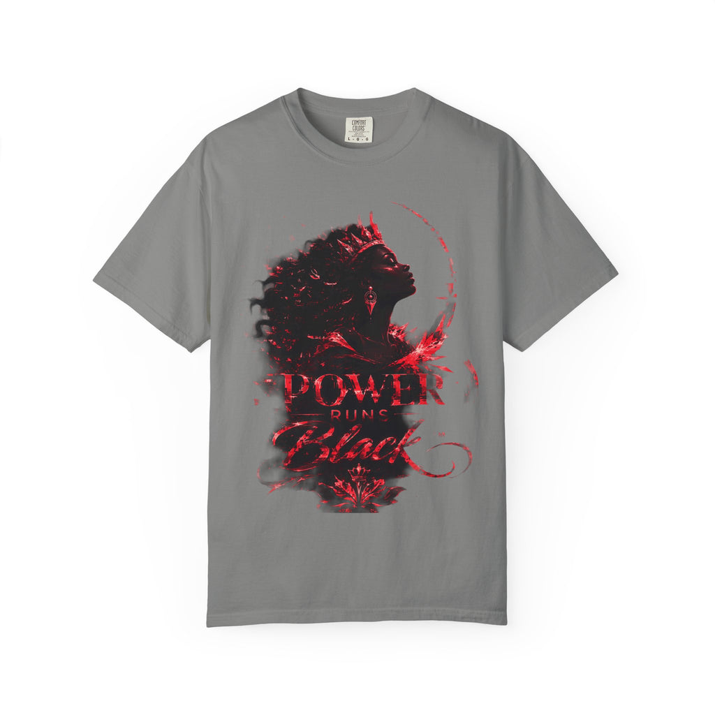Power Runs Black Crown T-Shirt | Gothic Silhouette Artwork by Power Runs Black