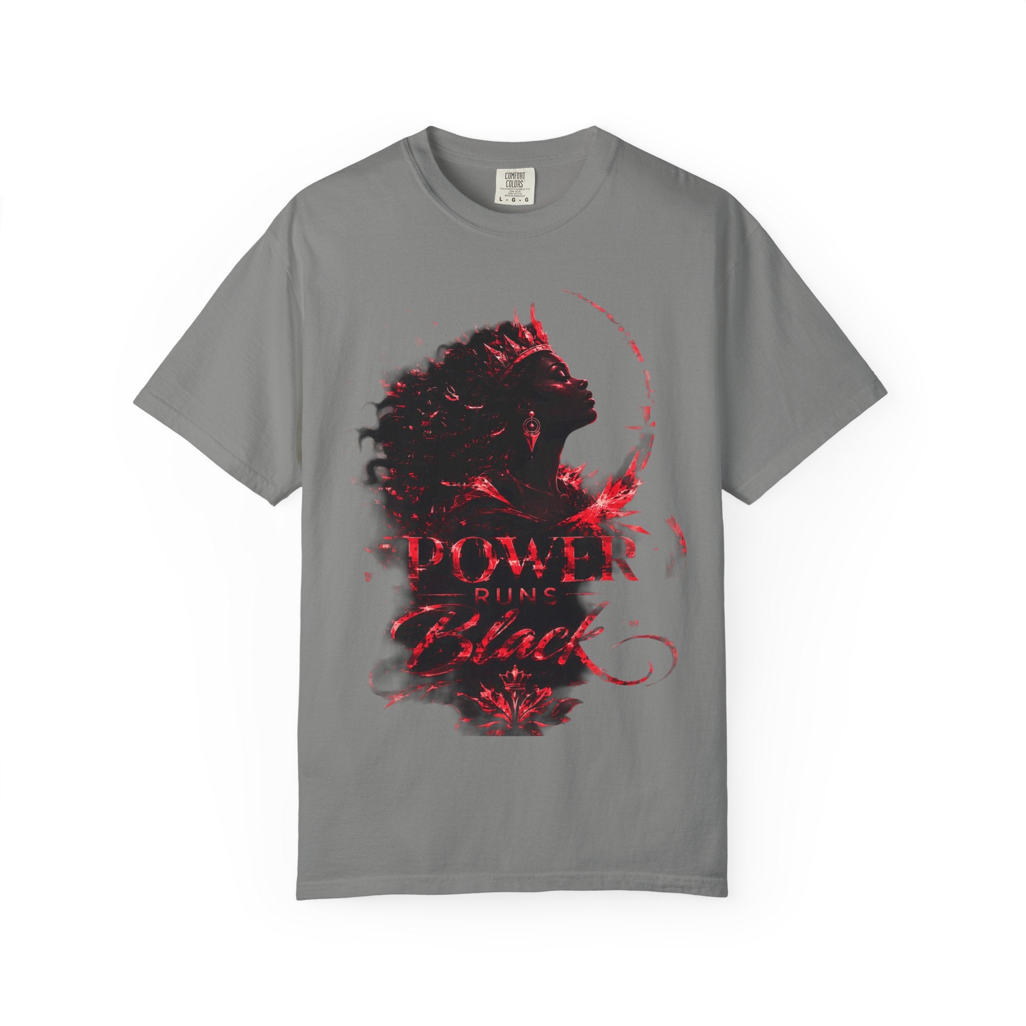 Power Runs Black Crown T-Shirt | Gothic Silhouette Artwork by Power Runs Black