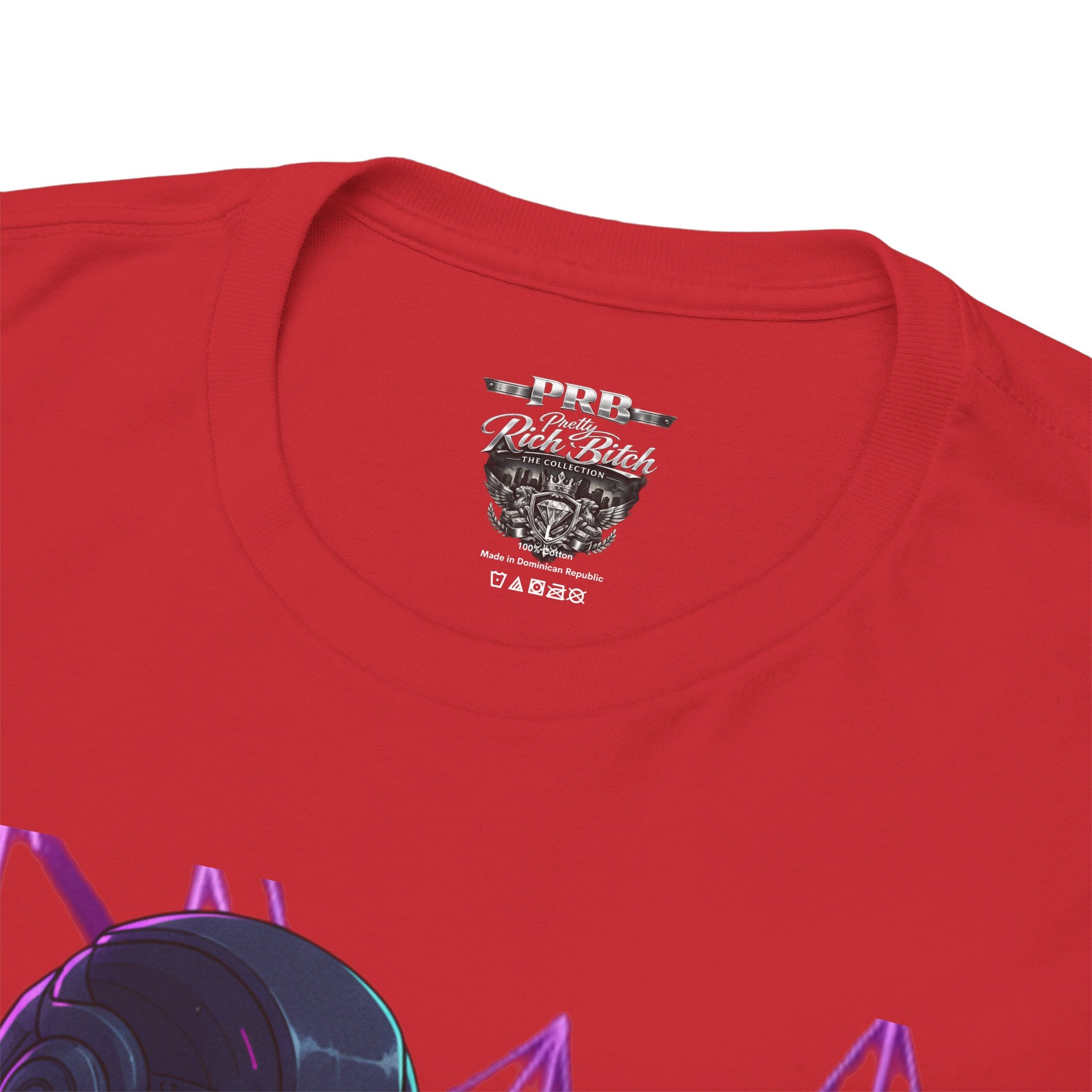 Power Run Black PRB Pretty Rich Bitch The Collection Purple Heart Cyberpunk Knight T-Shirt | Futuristic Armor Sci‑Fi Tee by Printify