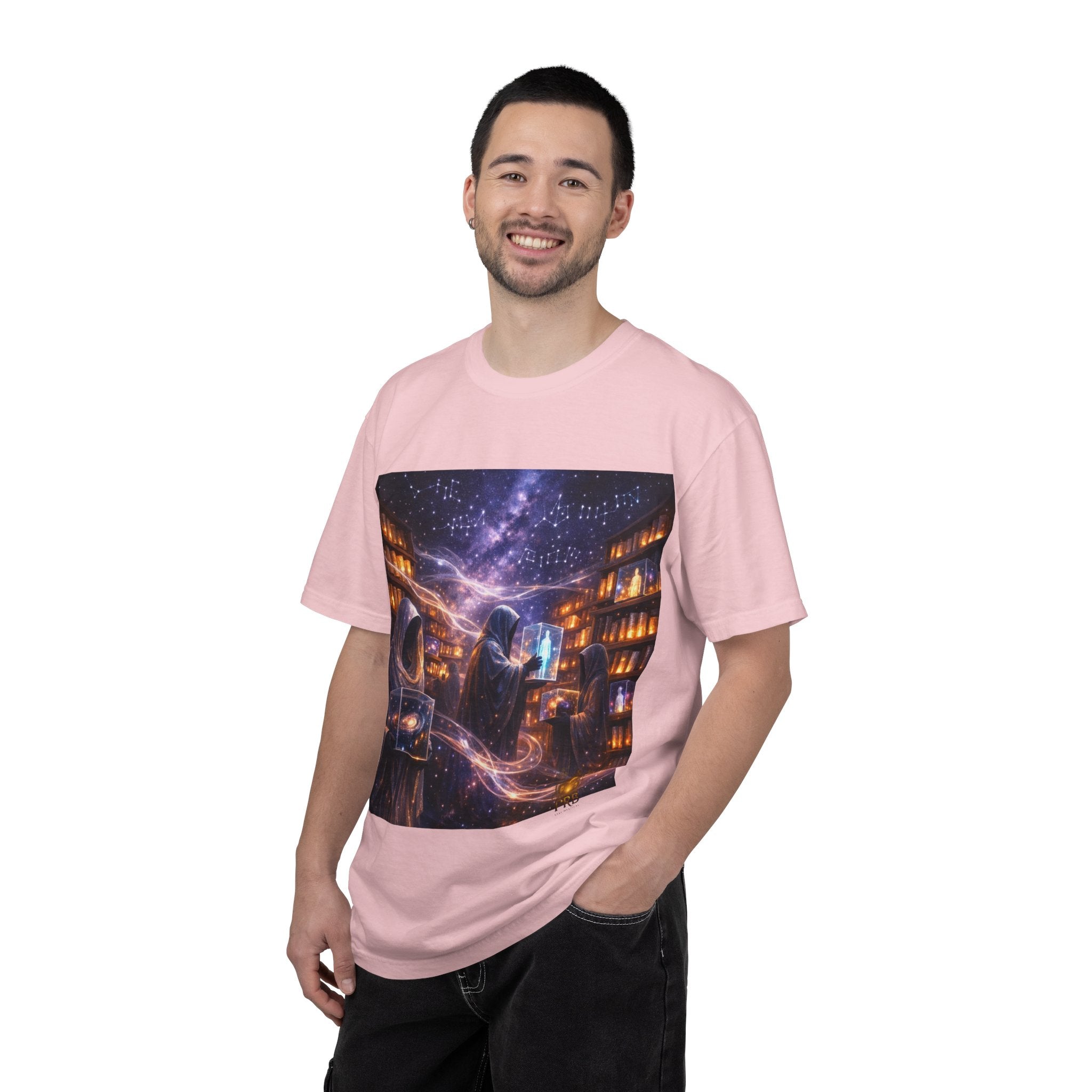 PRB Mystic Library Wizards T-Shirt — Cosmic Sorcerer Art Tee by Power Runs Black
