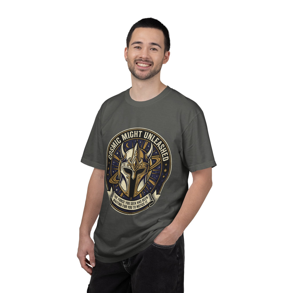 PRB Starforged Flex Cosmic Might Unleashed T-Shirt — Mythic Helmet Graphic Tee by Power Runs Black