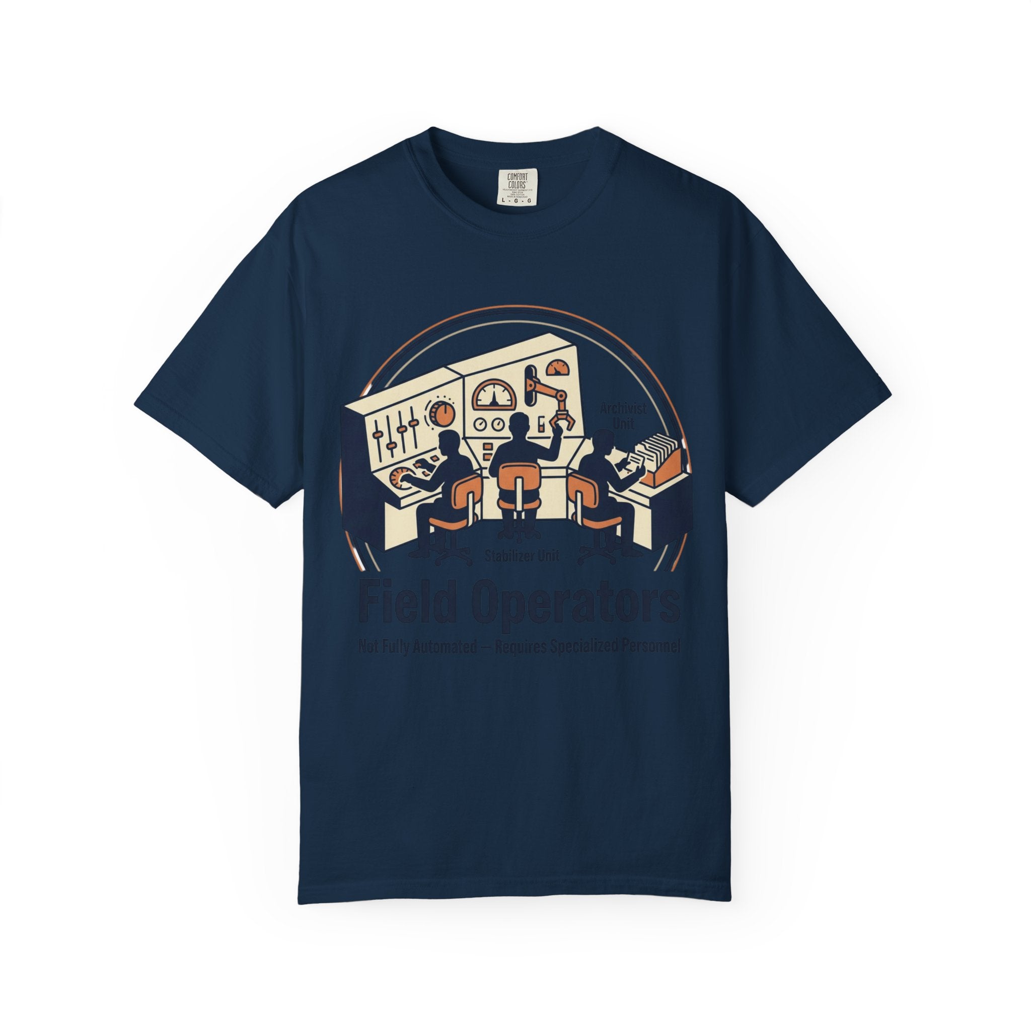 Power Runs Black PRB Field Operators T-Shirt — "Field Operators: Not Fully Automated — Requires Specialized Personnel" by Power Runs Black