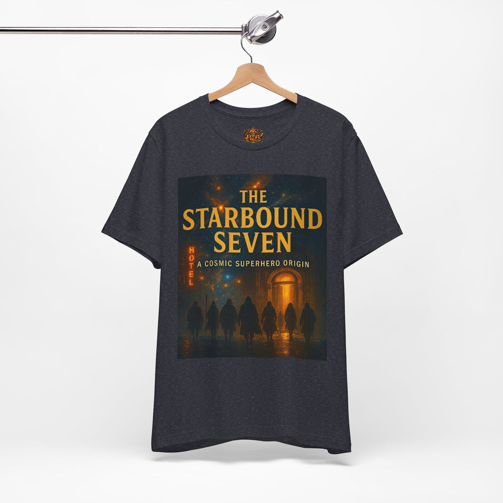 Power Runs Black PRB The Starbound Seven Tee – Retro Cosmic Superhero Poster Shirt by Power Runs Black