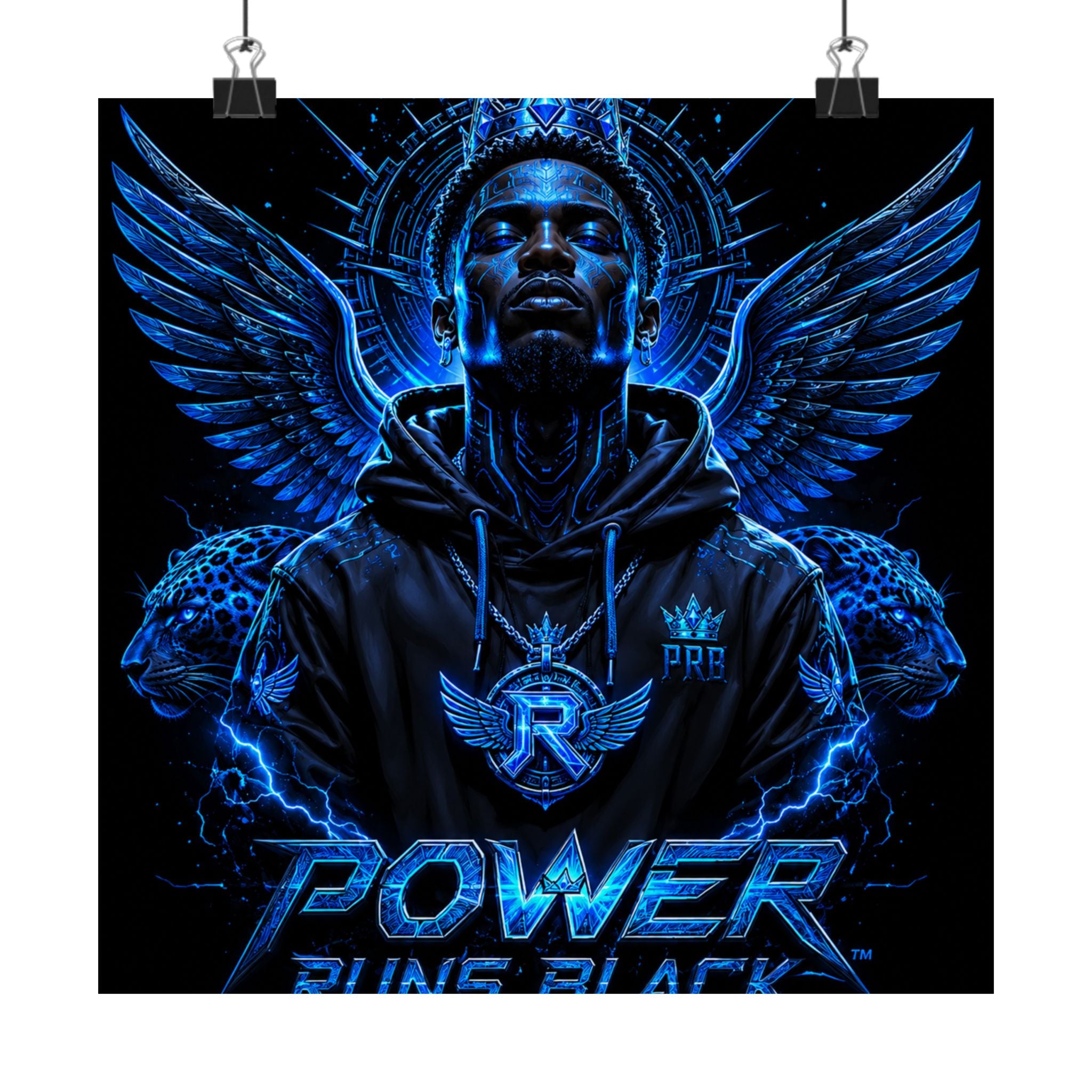 Power Runs Black Matte Poster — Urban Angel Portrait Wall Art by Power Runs Black