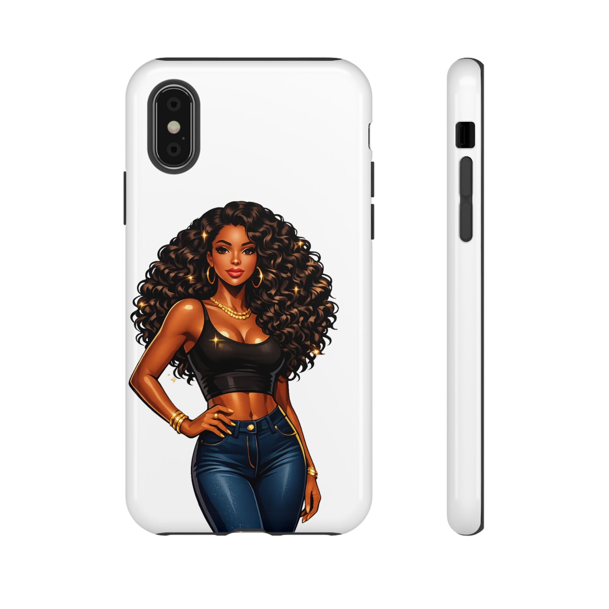 Pretty Rich Bitch by PRB Curly Hair Phone Case by Power Runs Black