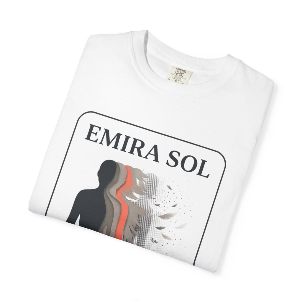 Power Runs Black PRB Emira Sol Graphic T-Shirt — Silhouette Art "Release Shadows" Tee by Printify