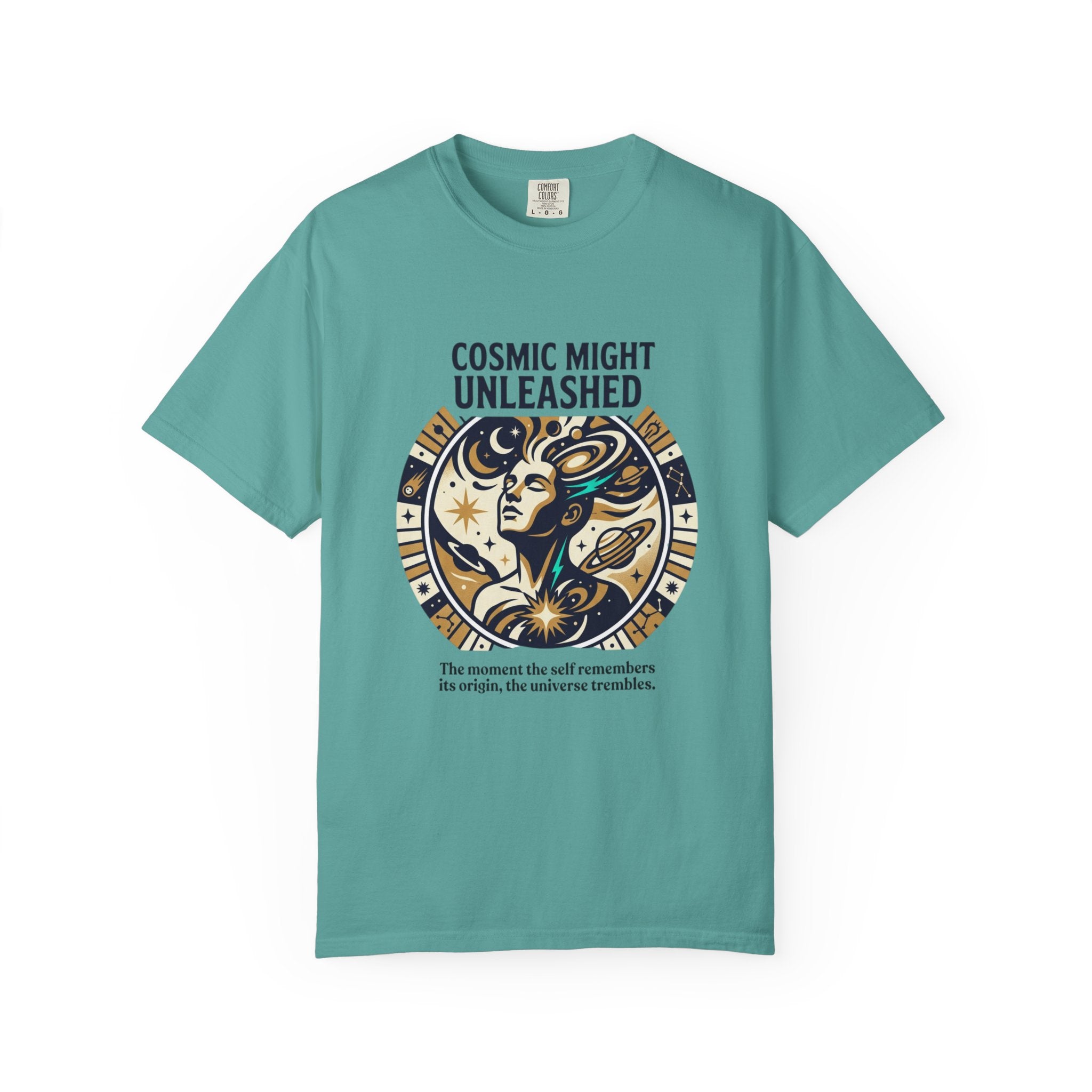 PRB Starforged Flex Cosmic Might Unleashed Graphic T-Shirt — Celestial Stag Astrology Tee by Power Runs Black