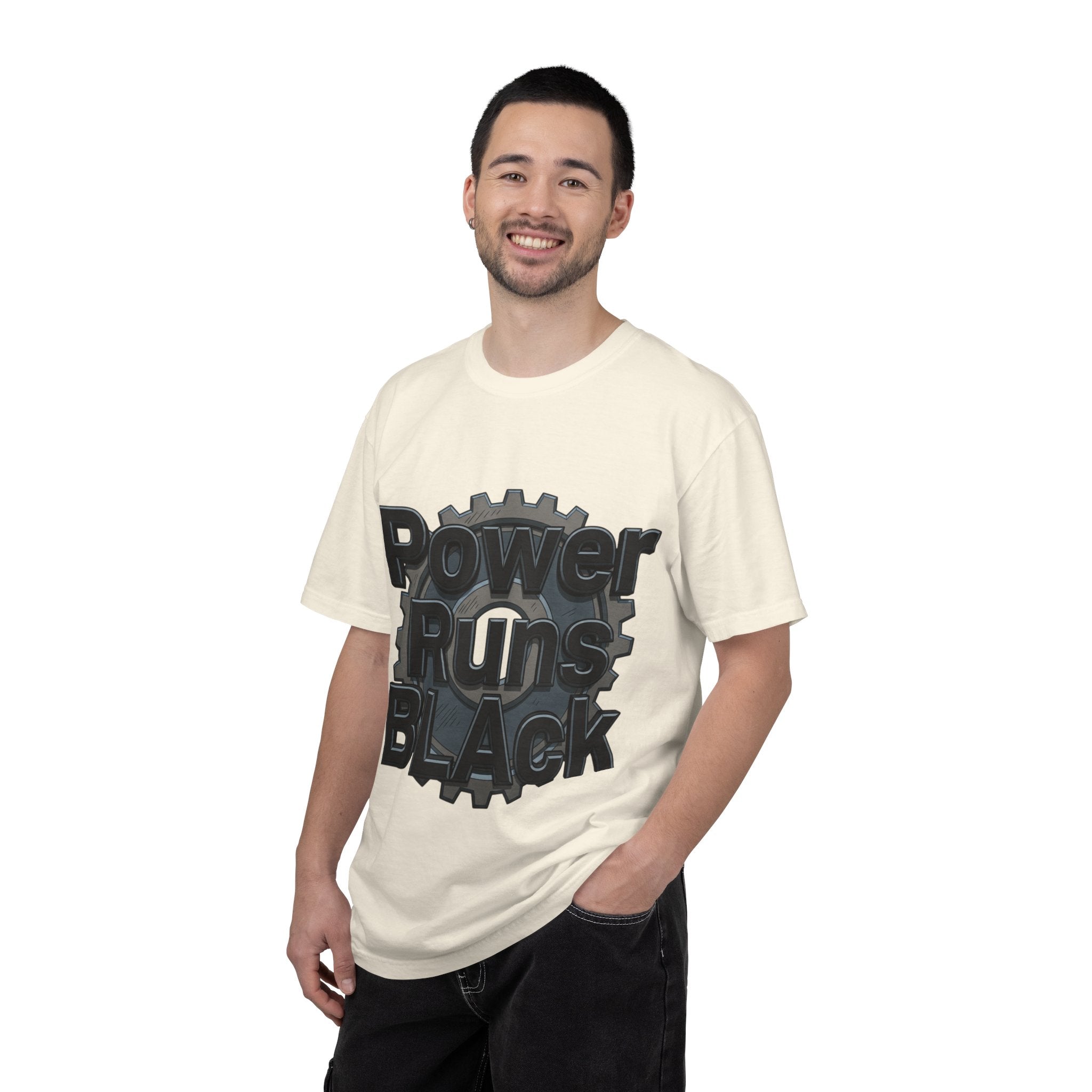 PRB Power Runs Black Gear Graphic Tee | Garment-Dyed Heavyweight Cotton by Power Runs Black