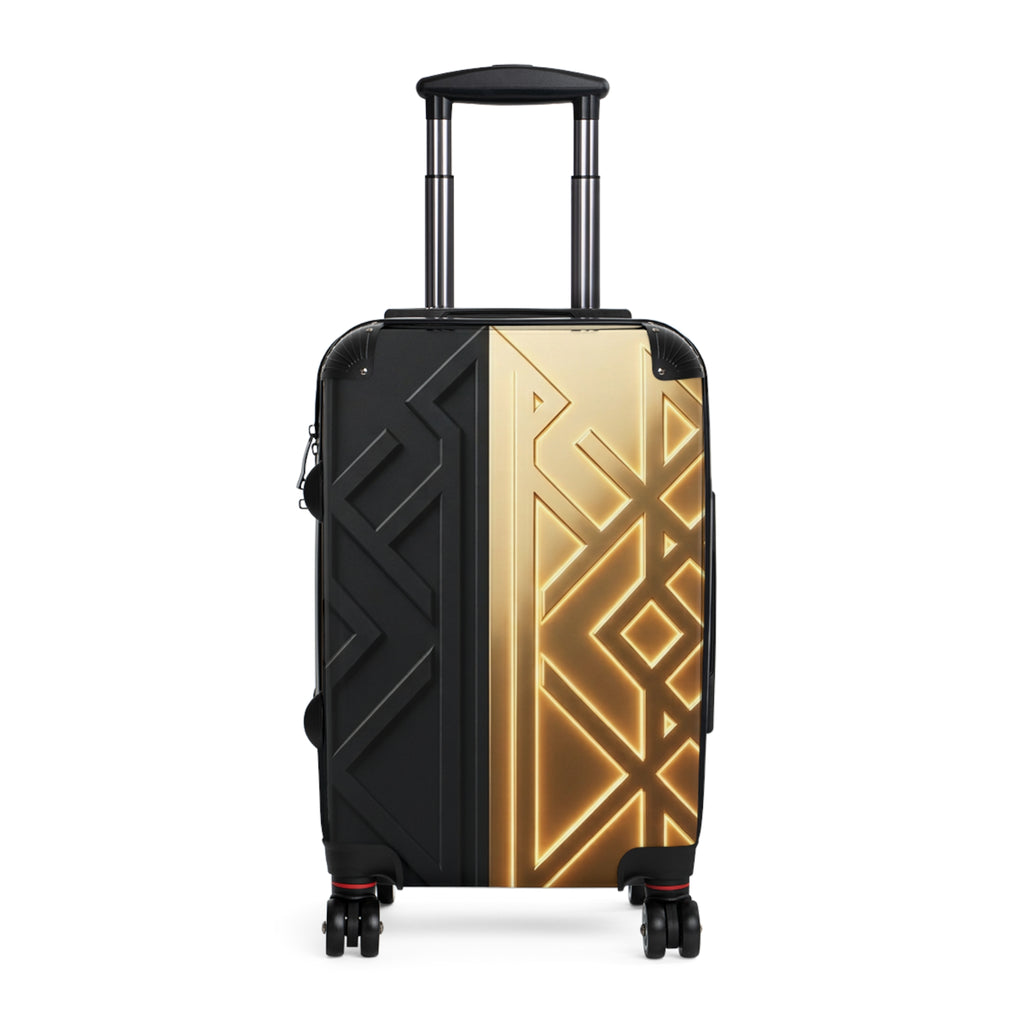 Power Runs Black PRB Gold Geo Accent Suitcase – Carry-On Hard Shell Luggage by Power Runs Black