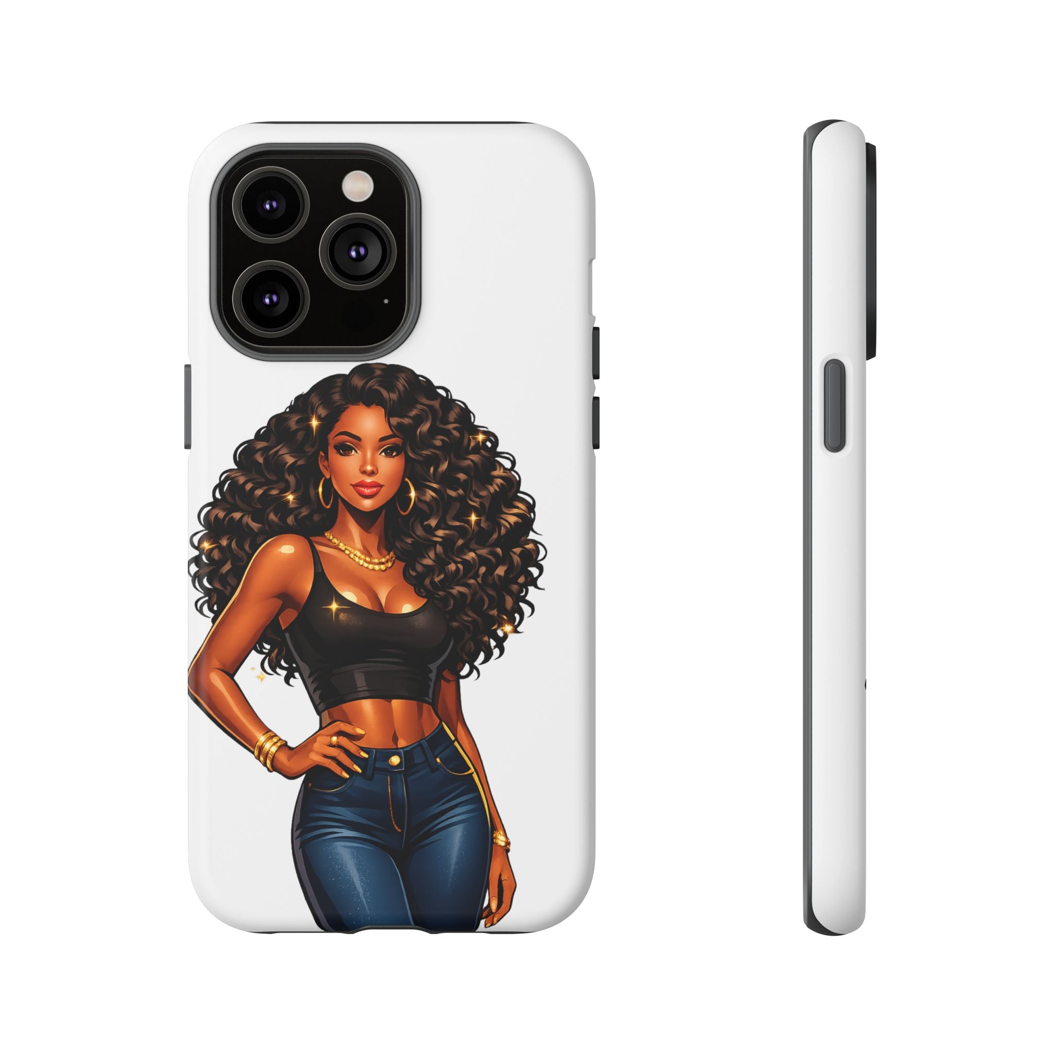 Pretty Rich Bitch by PRB Curly Hair Phone Case by Power Runs Black