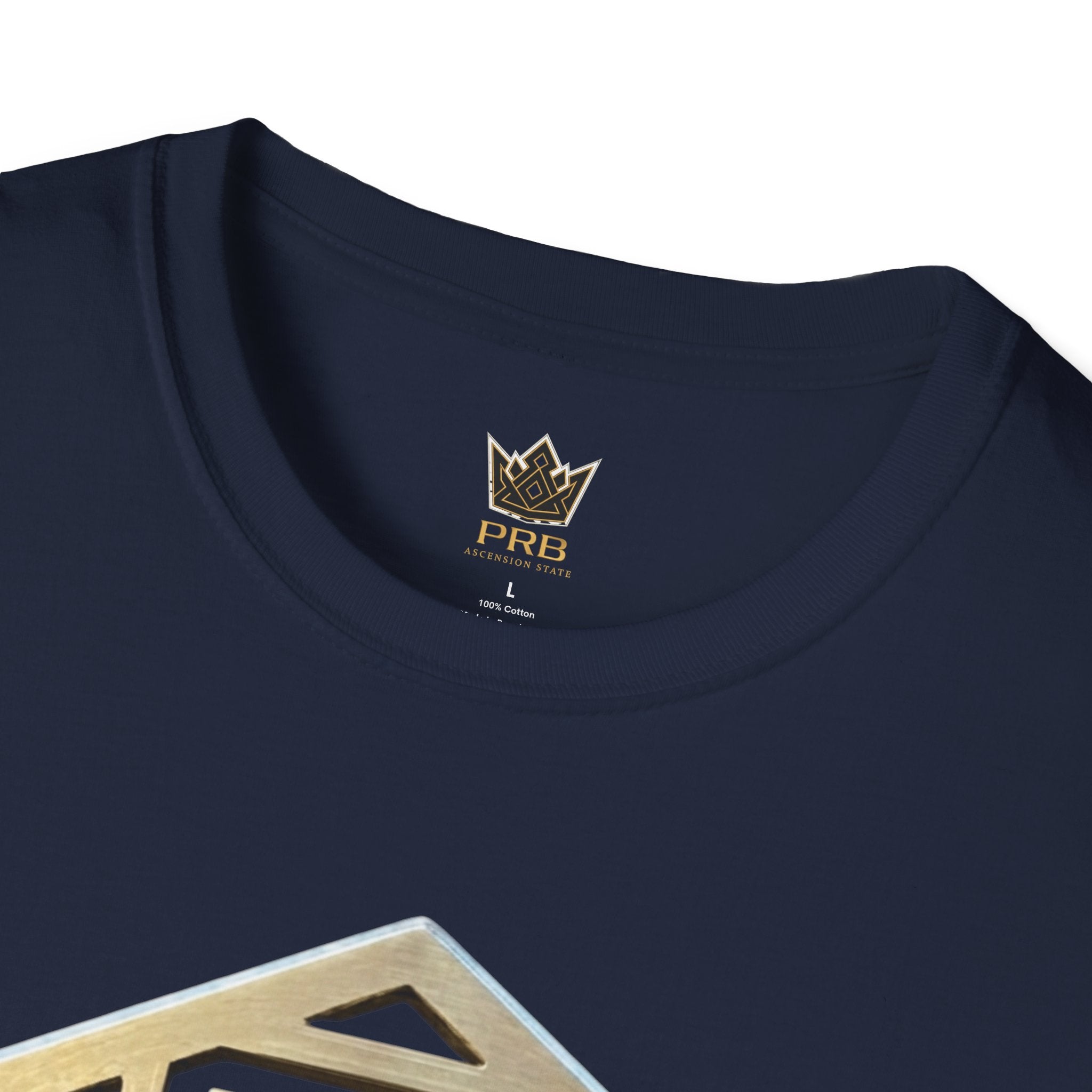 Power Runs Black PRB Geometric Gold Hexagon T-Shirt — Modern Maze Logo Tee by Printify