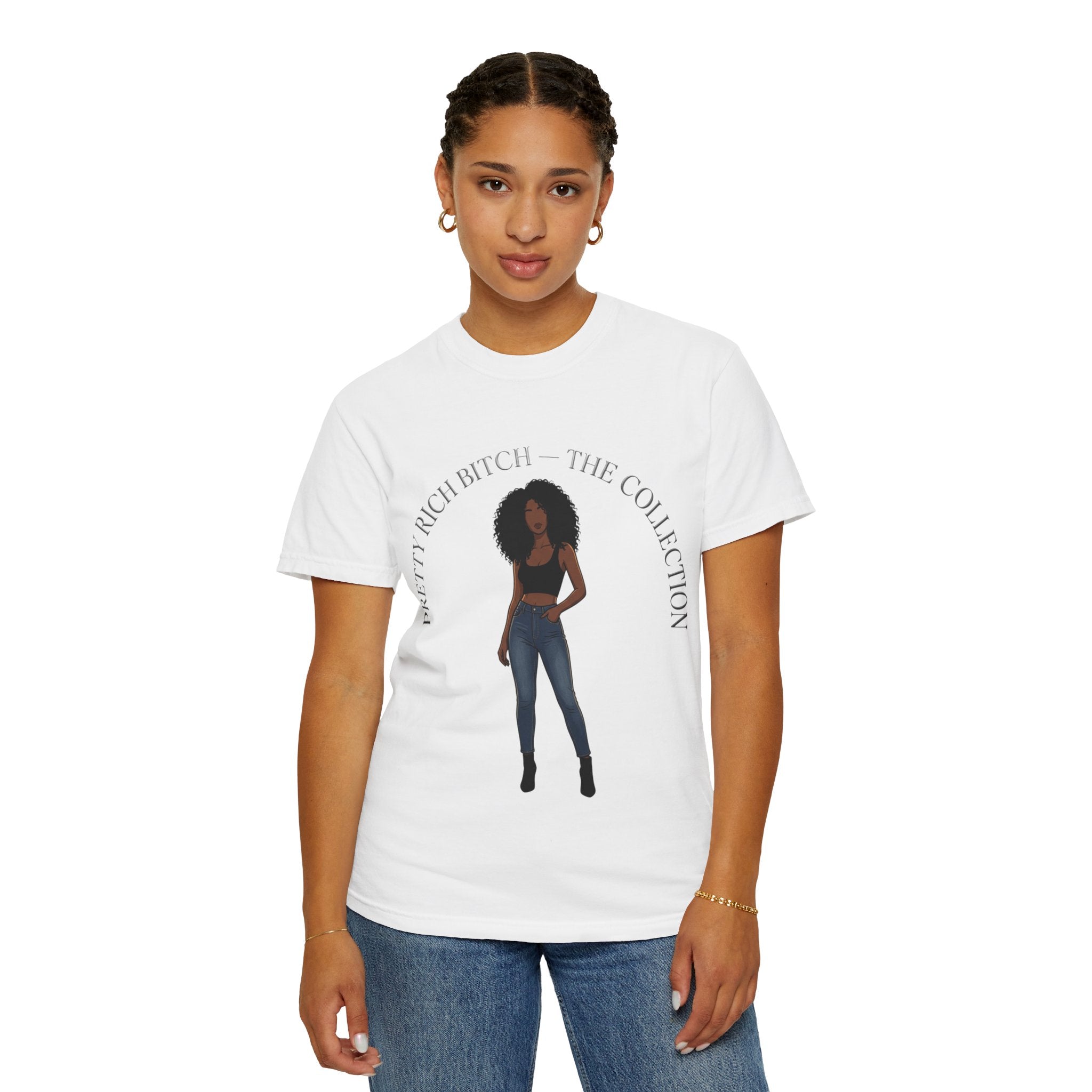 Pretty Rich Bitch The Collection by PRB Graphic Tee (Afro Curly Woman) by Power Runs Black