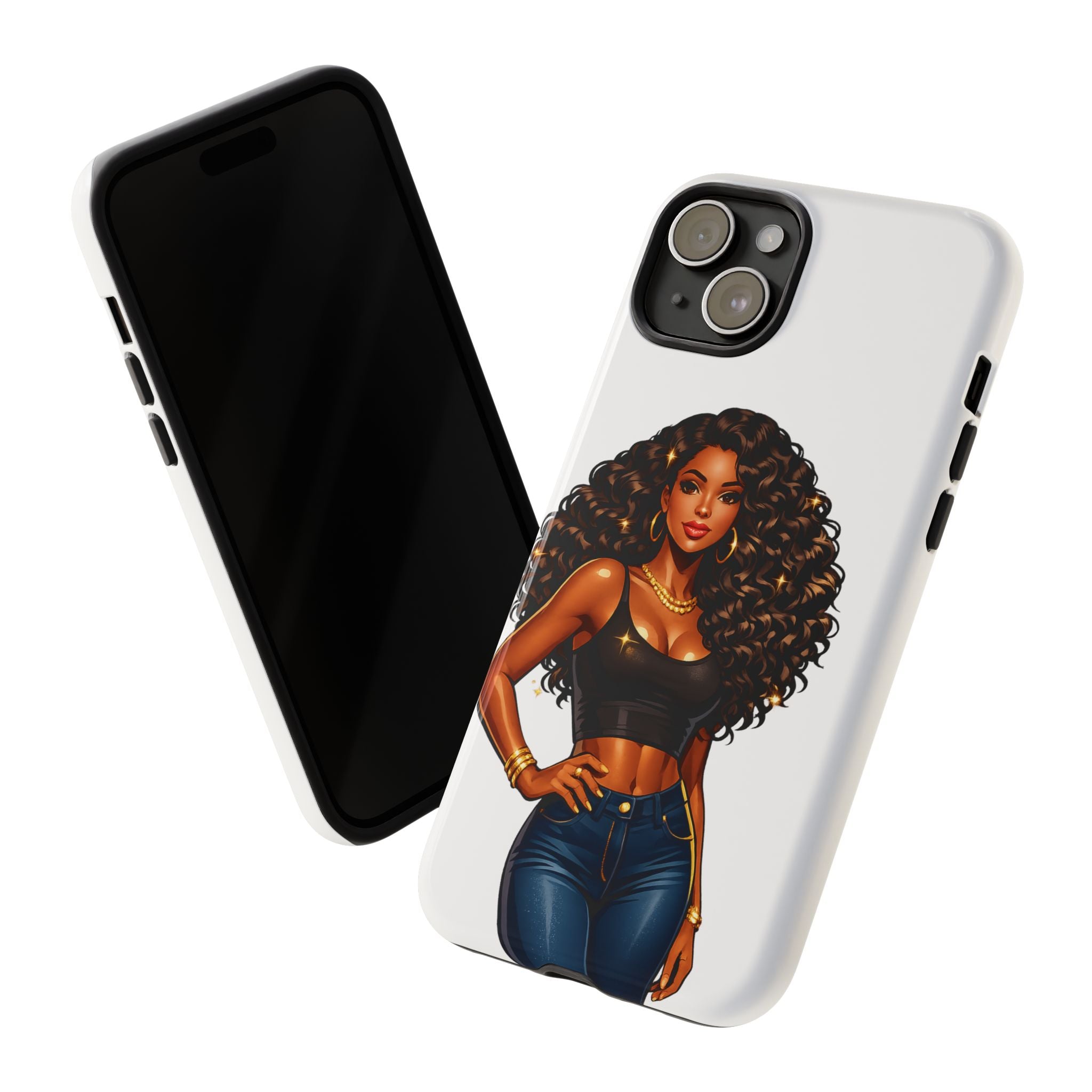 Pretty Rich Bitch by PRB Curly Hair Phone Case by Power Runs Black