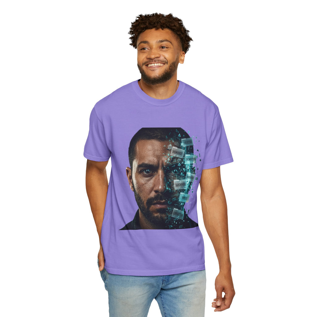 Syndication Loop Cyberpunk Portrait Tee — Tech-Noir Graphic T-Shirt | Power Runs Black by Printify