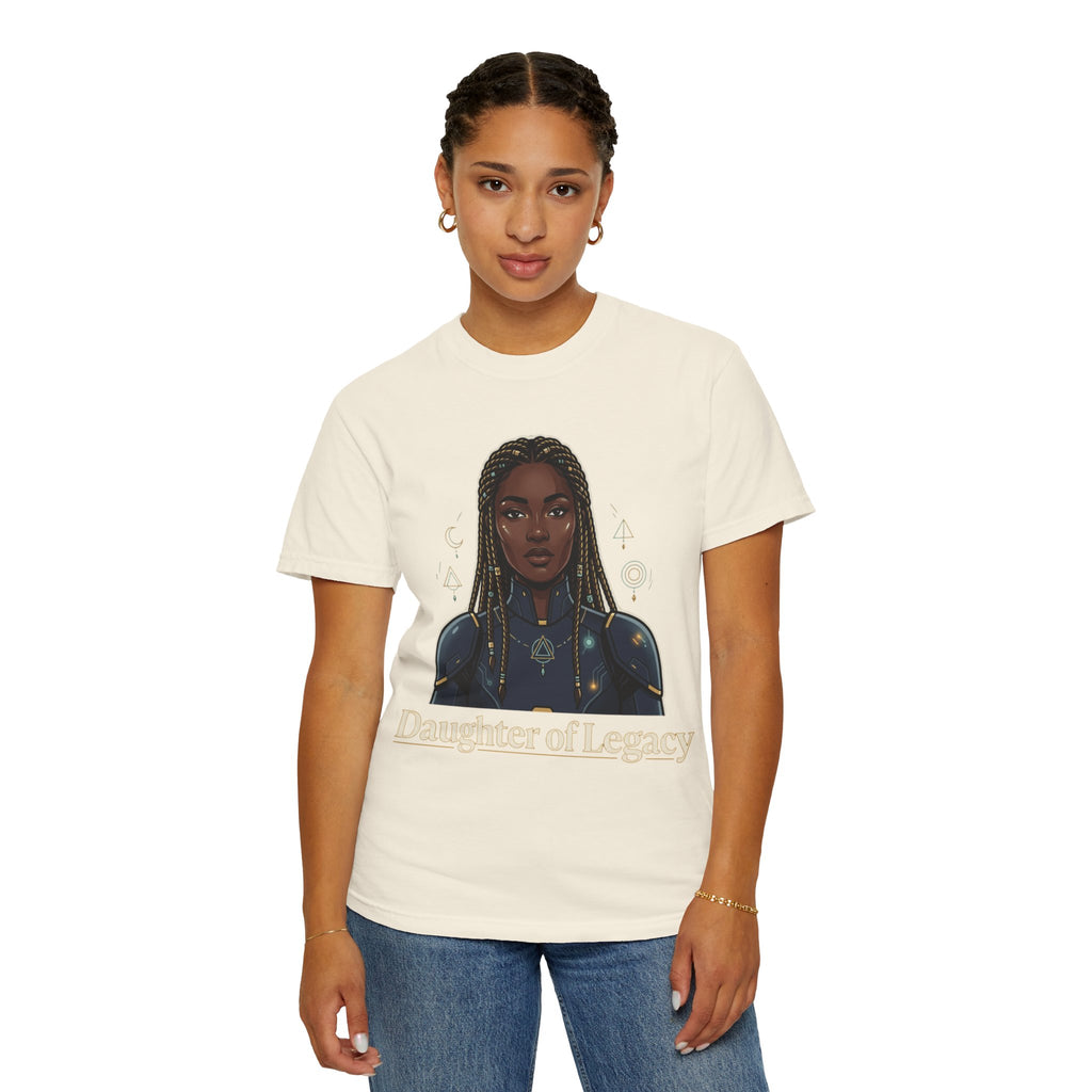 Power Runs Black Daughter of Legacy Graphic T-Shirt | Black Girl Magic Portrait Tee by Printify