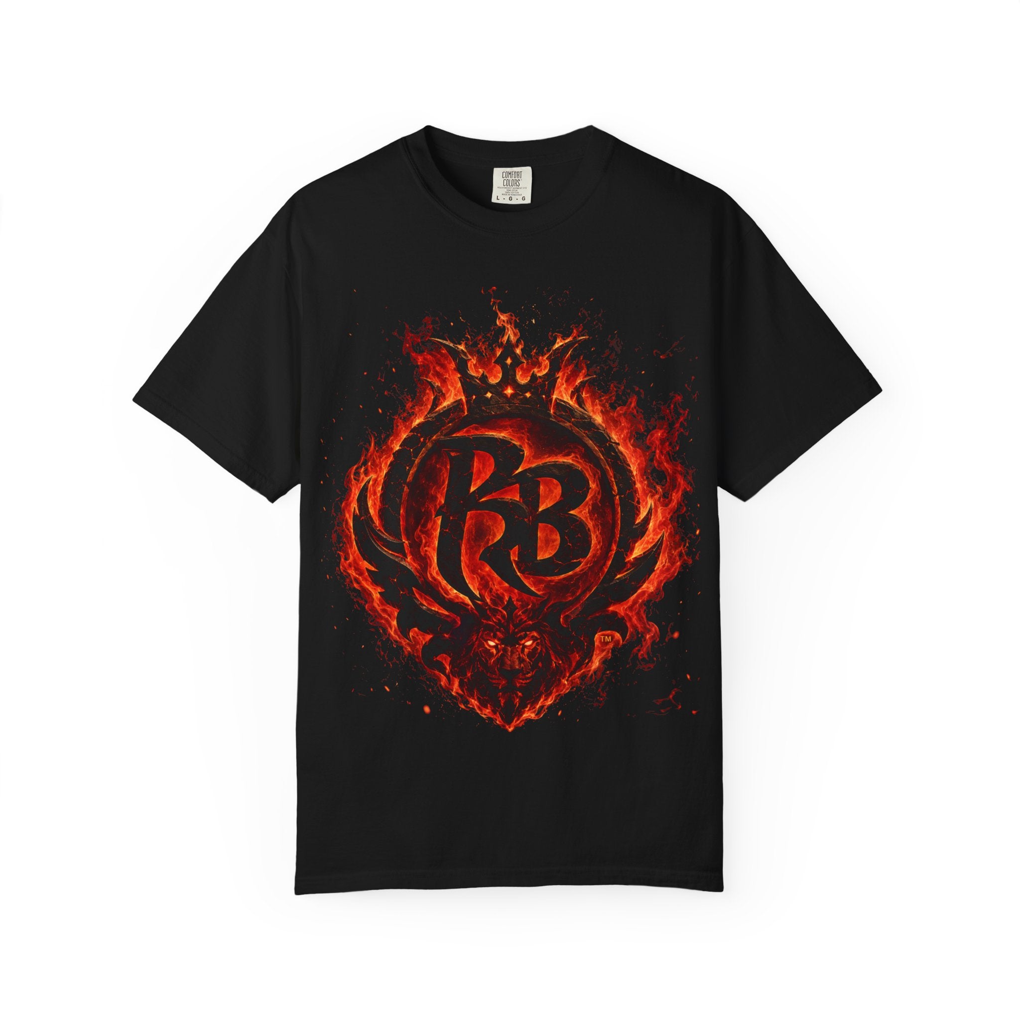 Power Runs Back PRB Flame Logo T-shirt | Fiery Emblem Tee, Grunge Rock Chic by Power Runs Black