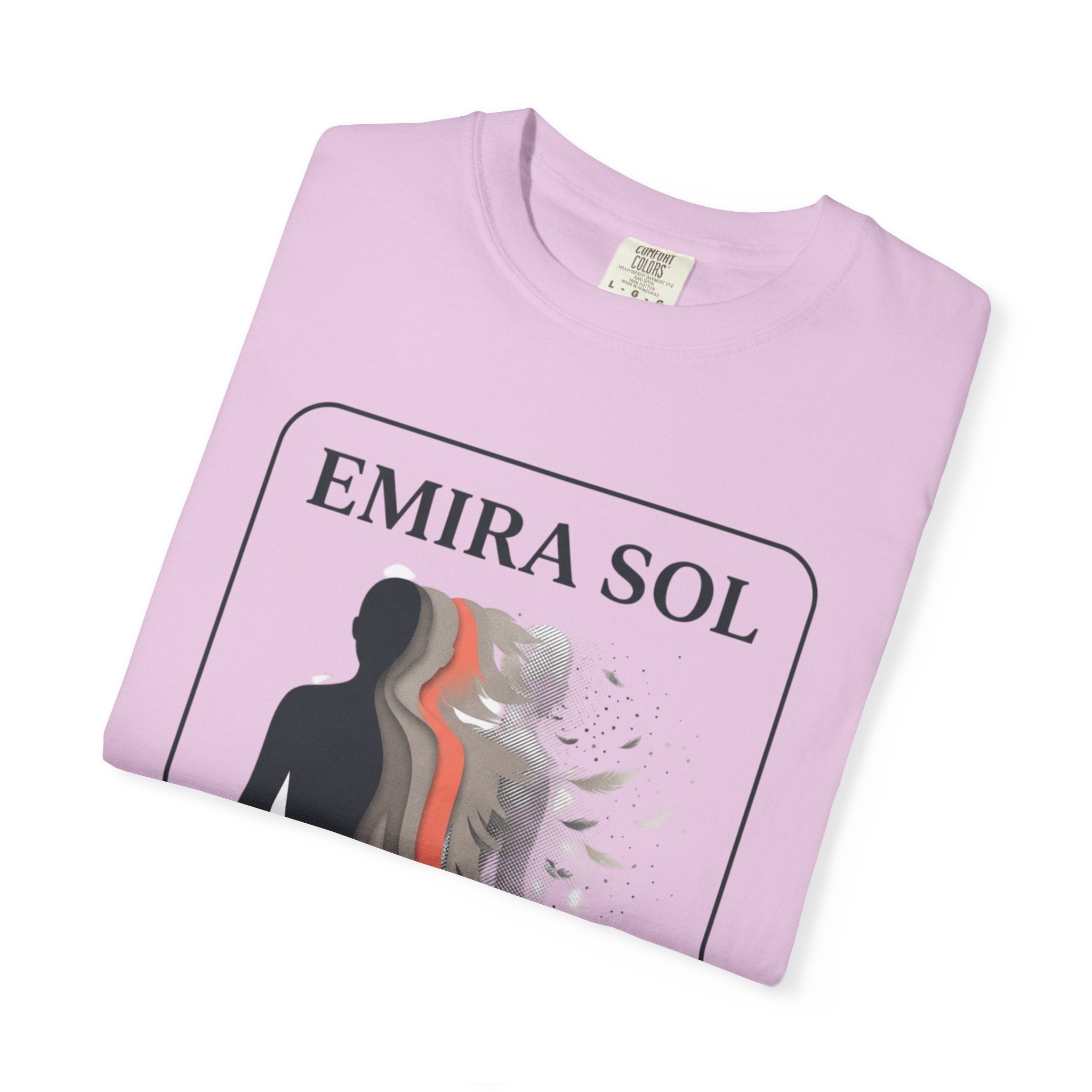 Power Runs Black PRB Emira Sol Graphic T-Shirt — Silhouette Art "Release Shadows" Tee by Printify