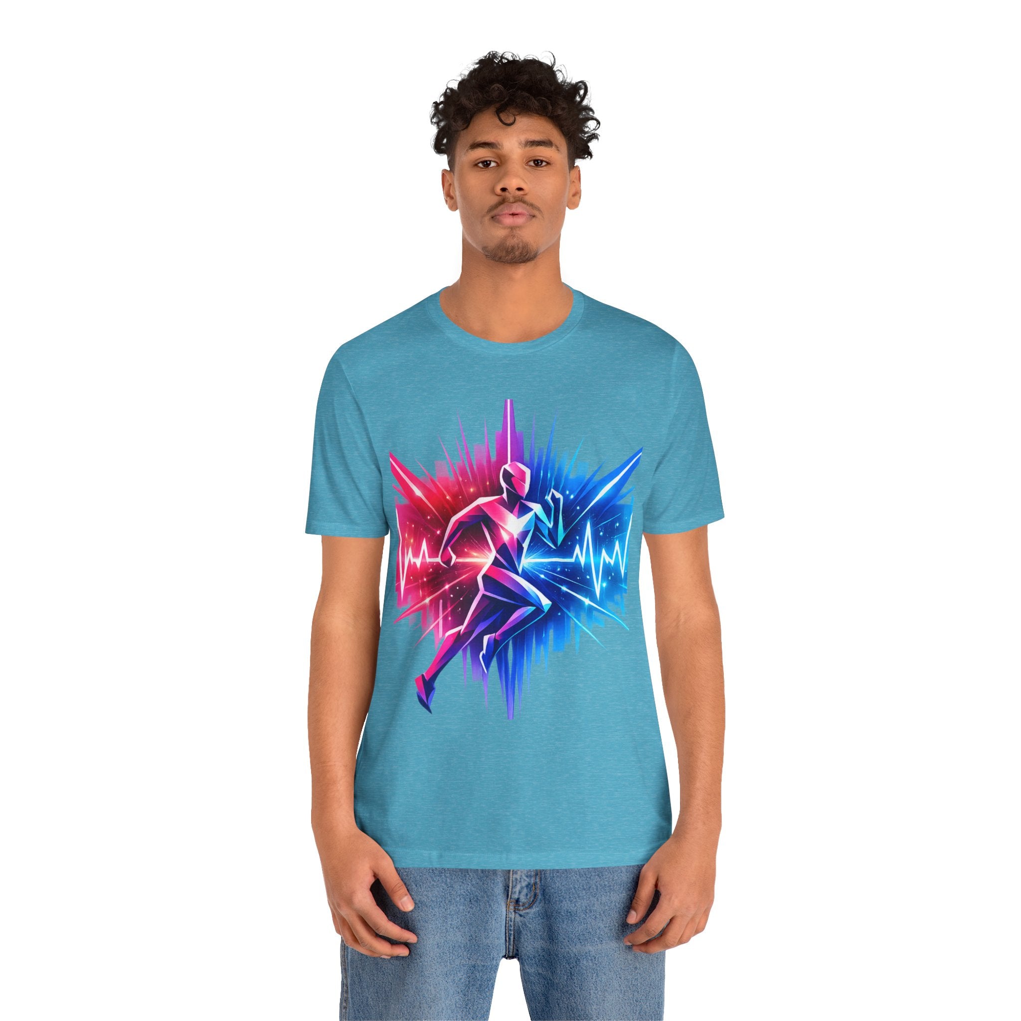 Power Runs Black PRB Running Pulse Graphic Tee — Neon Runner Heartbeat Sports T‑Shirt by Power Runs Black